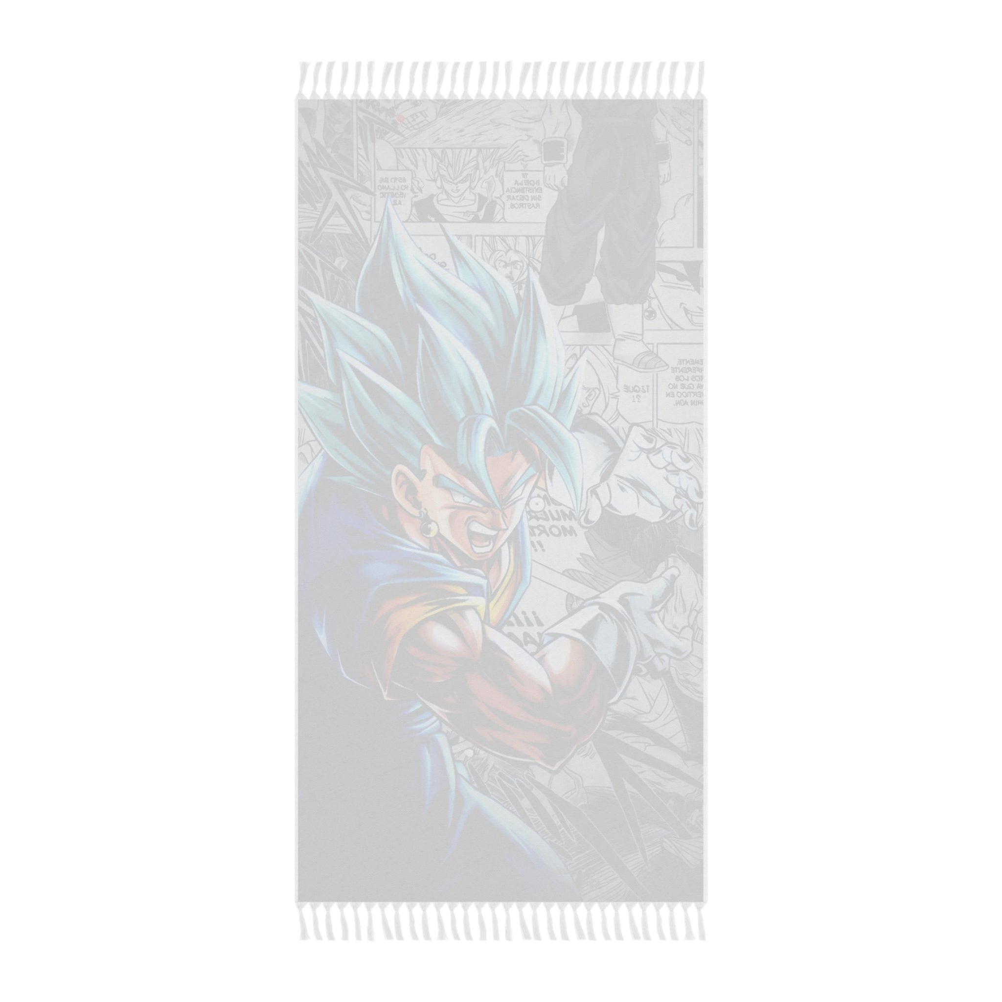 Blue Super Saiyan Character Beach Towel | Boho Fringe Sarong