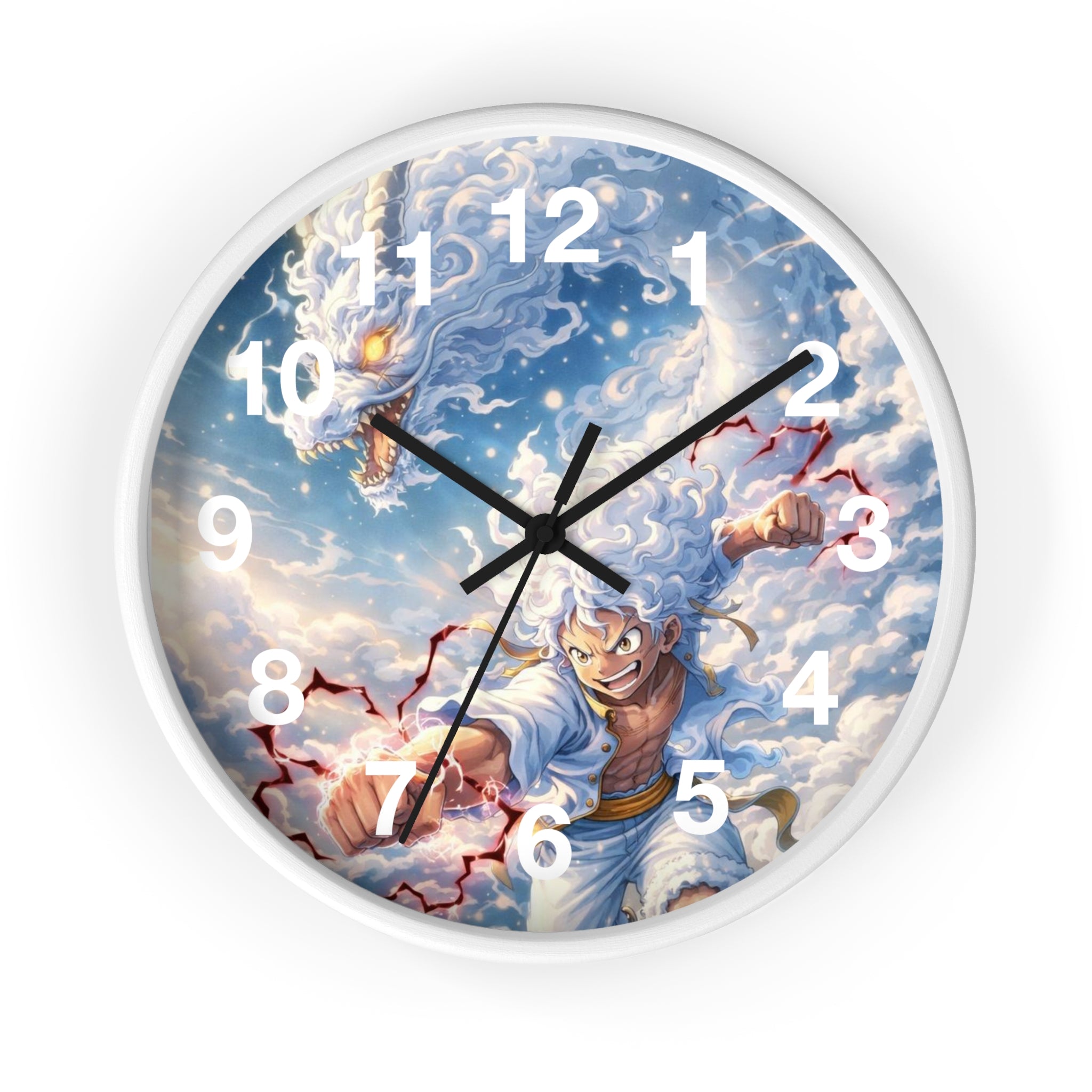 Storm Dragon Warrior Wall Clock | Fantasy Anime Lightning Art
