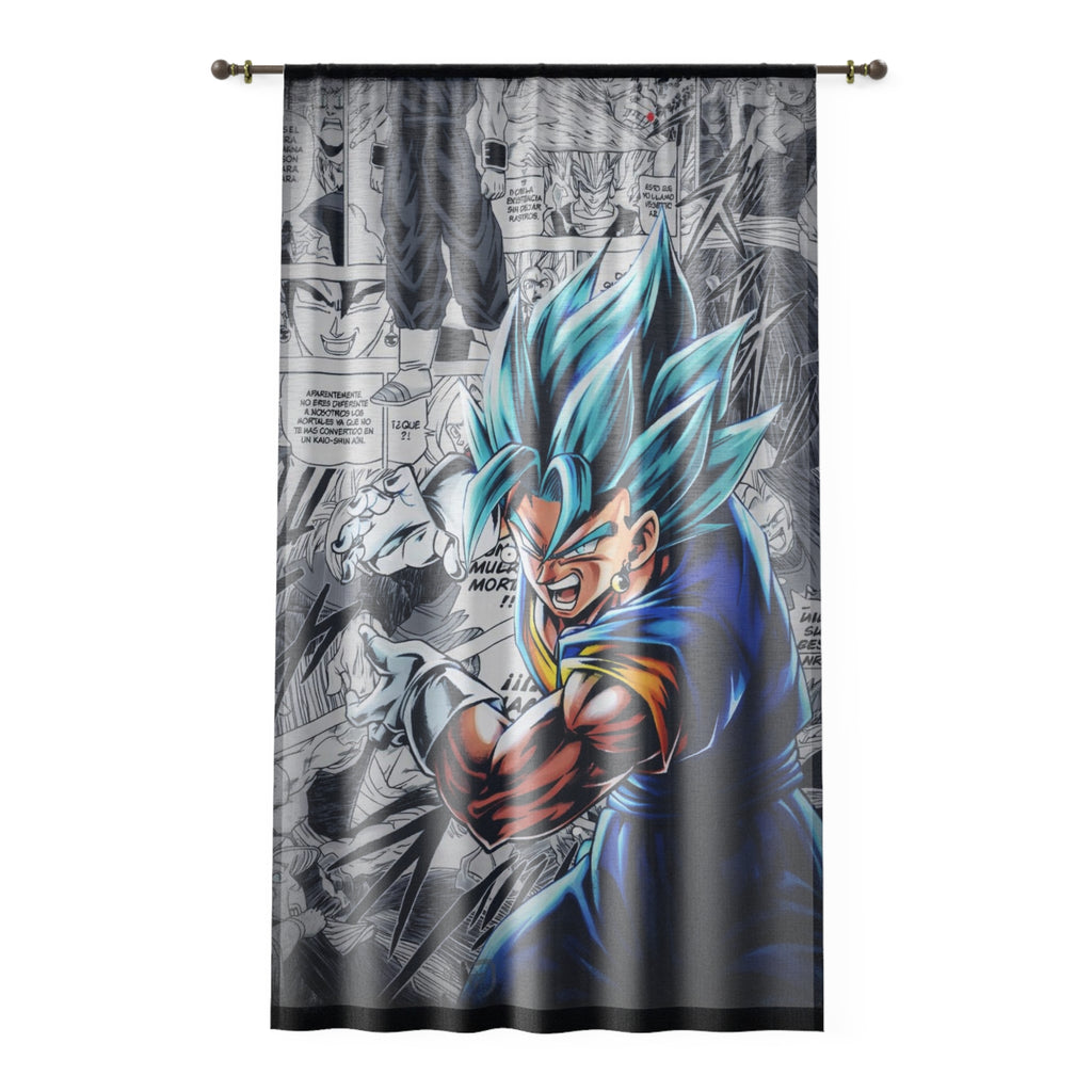 Blue Super Saiyan Warrior Window Curtain | Anime Manga Panel Background