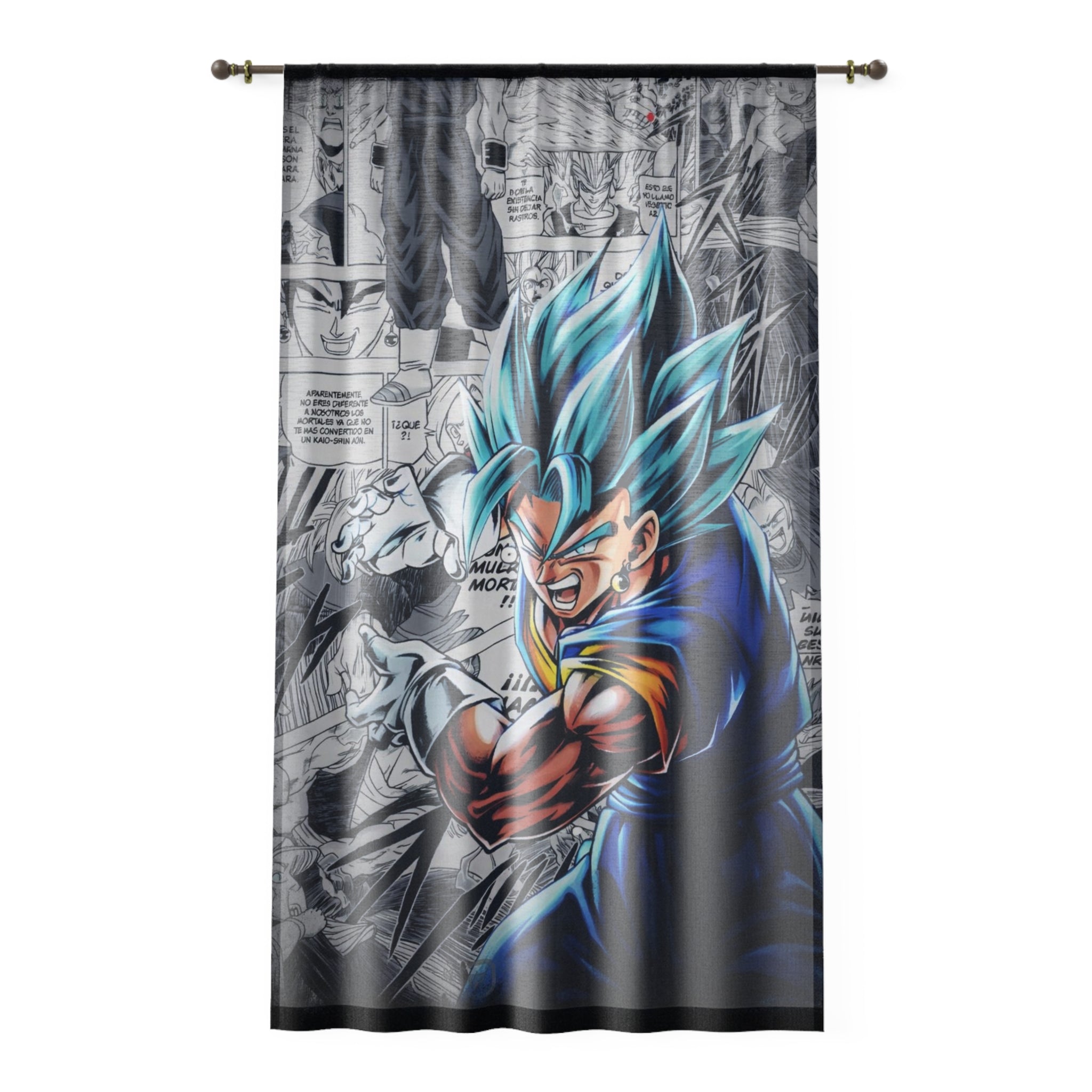 Blue Super Saiyan Warrior Window Curtain | Anime Manga Panel Background