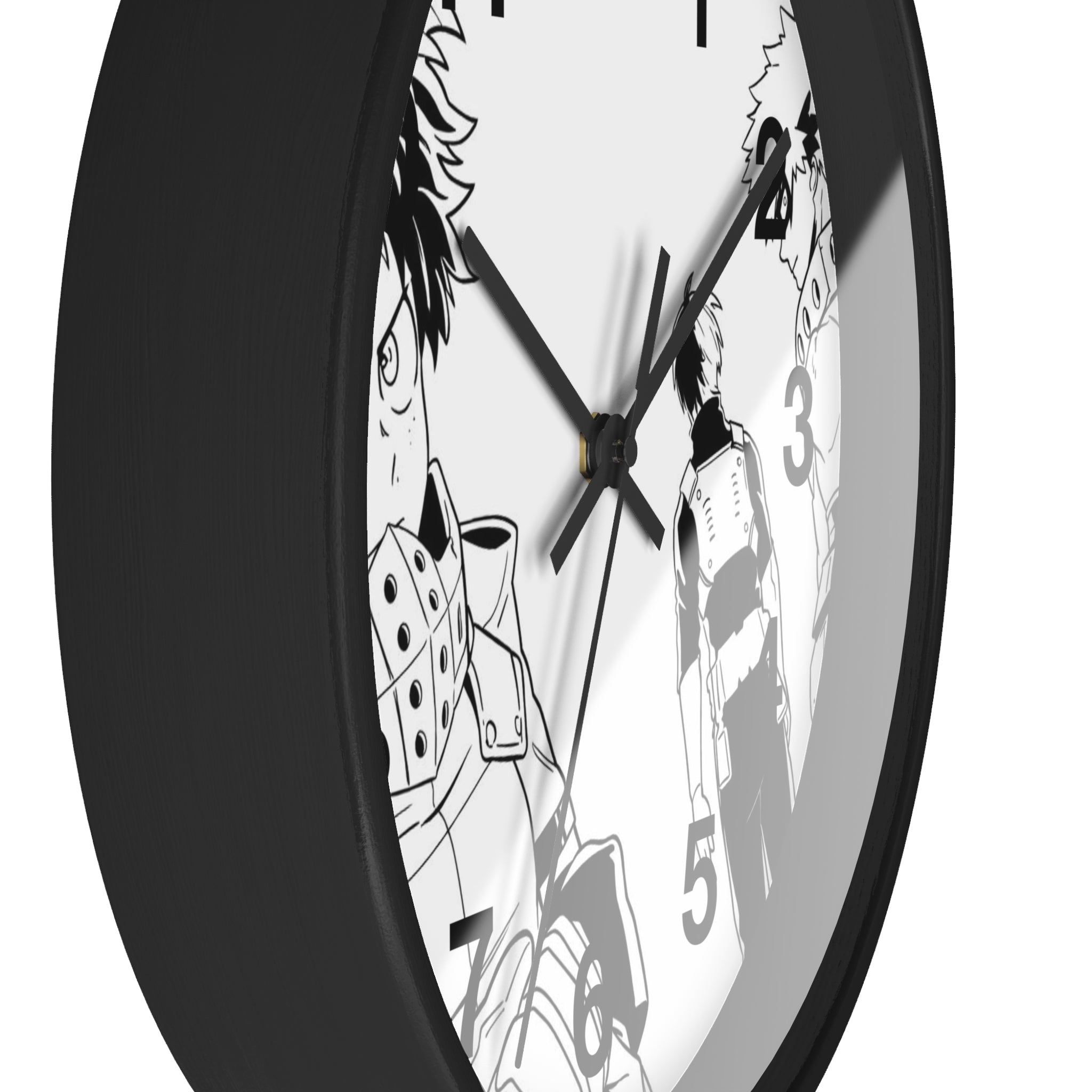 Black and White Anime Heroes Wall Clock | Manga Panel Timepiece