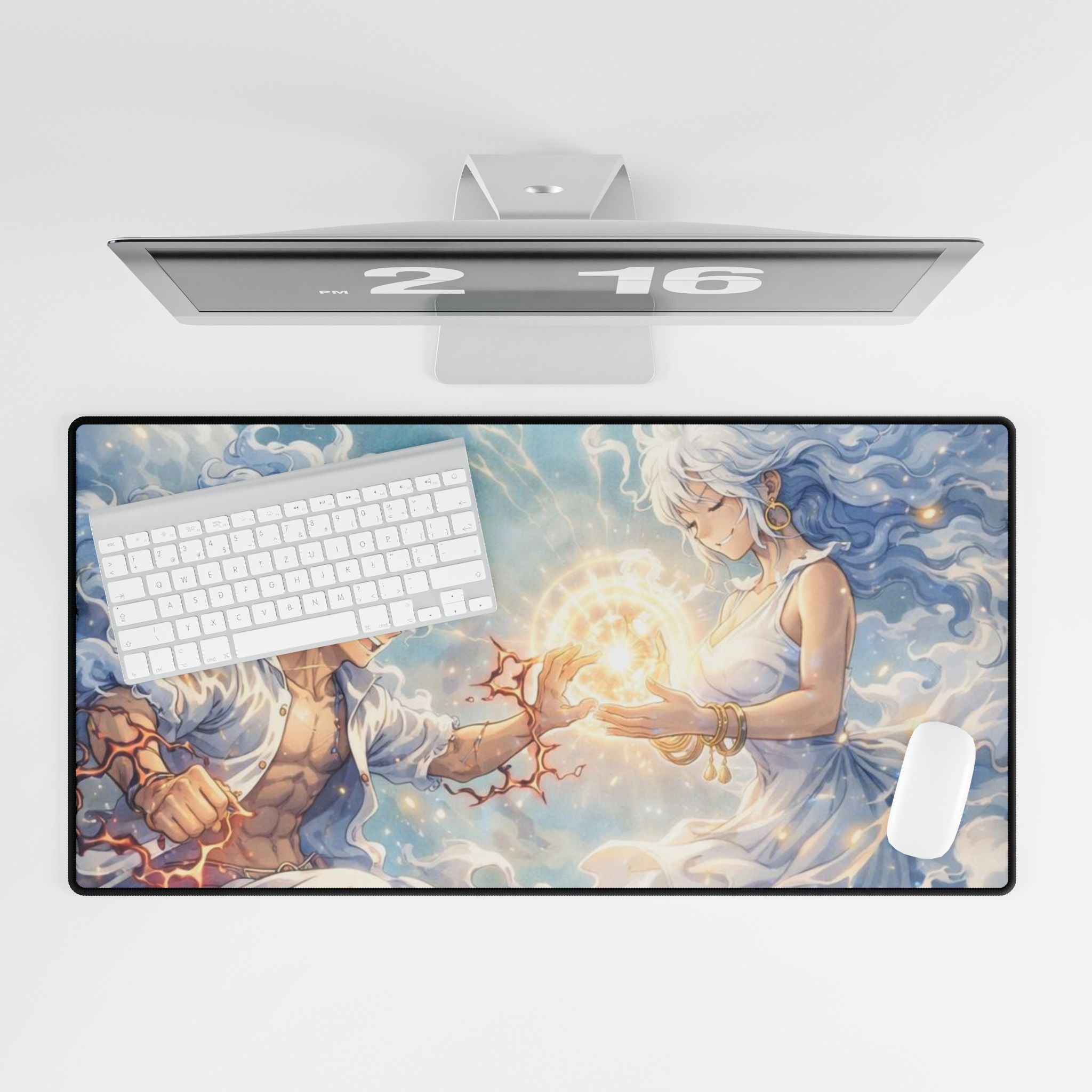 Celestial Twins illustration Desk Mat | Anime Fantasy Scene