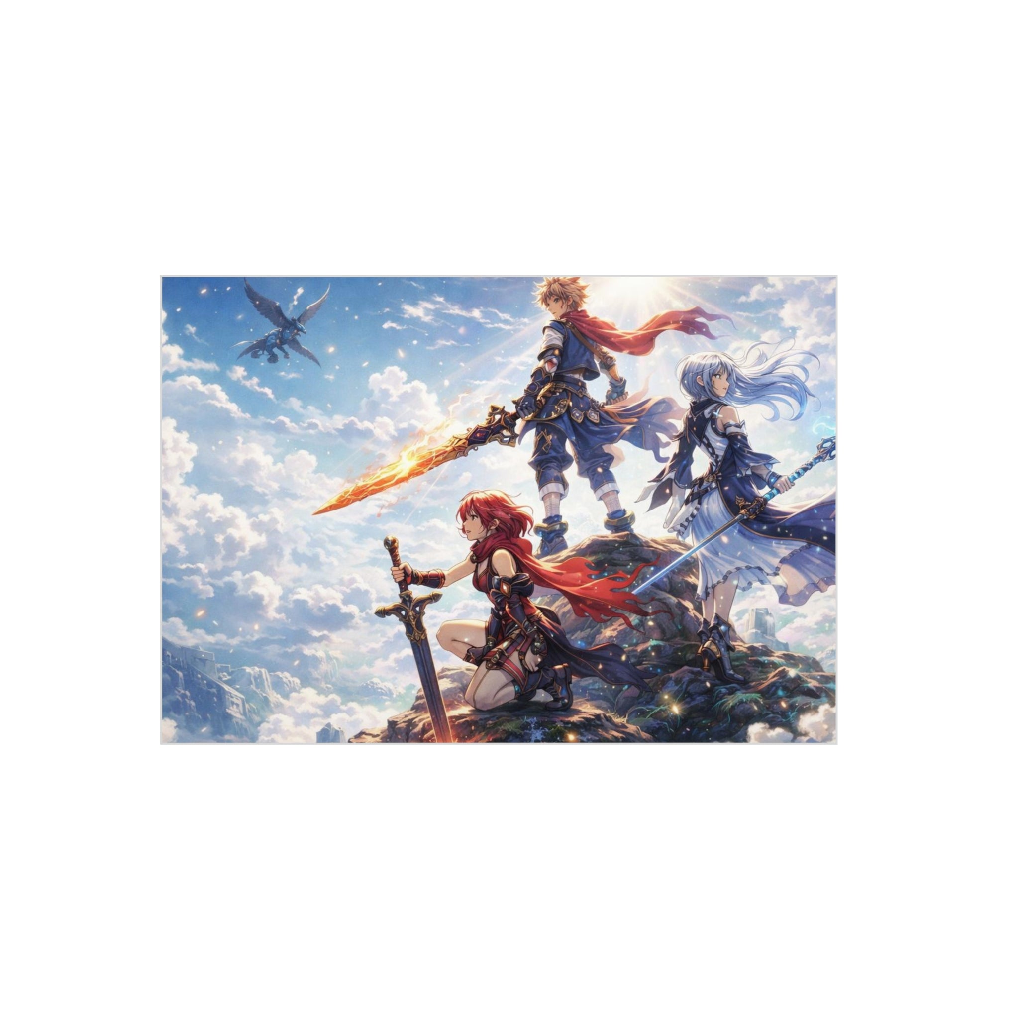 Fantasy RPG Heroes Foam Board | Sword, Sky, Epic Adventure Scene