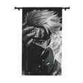 Masked Ninja Character Window Curtain | Anime Style, Red Eye, Black White