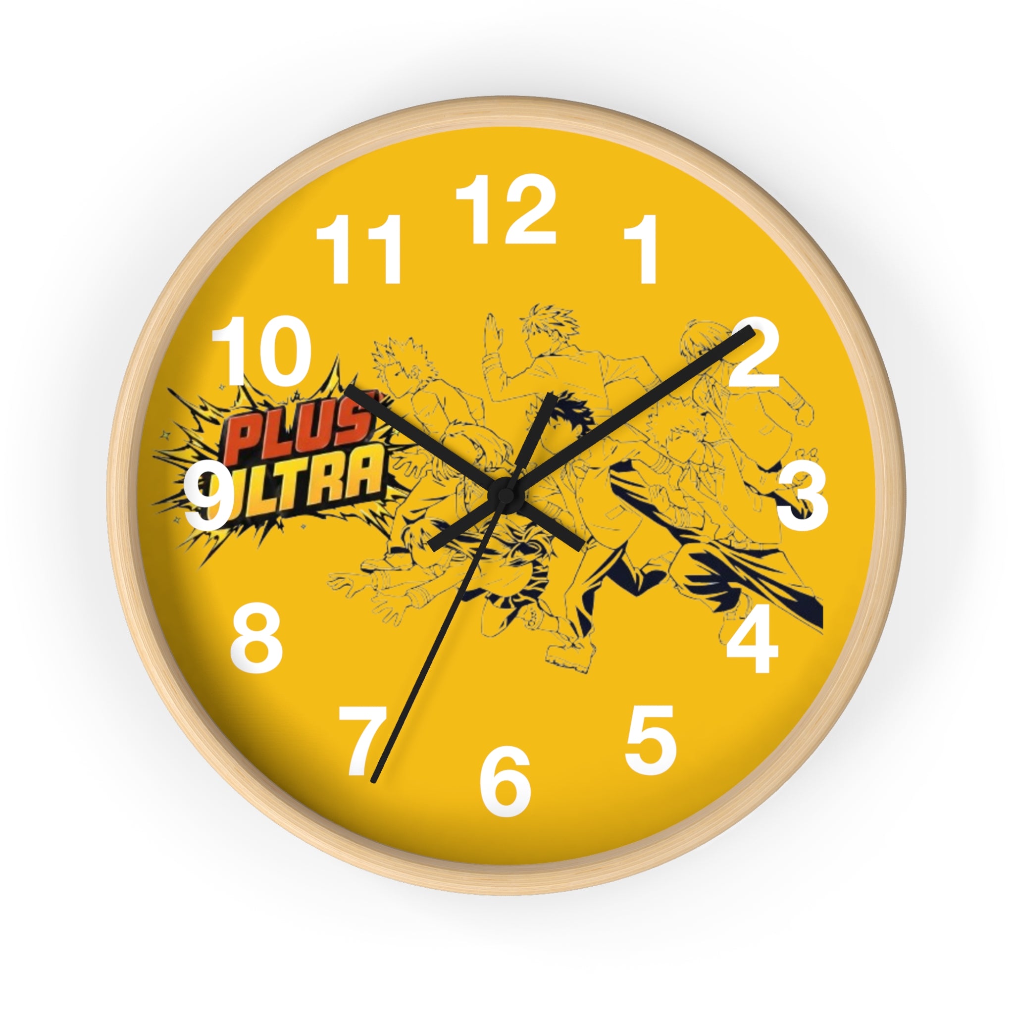 Plus Ultra Heroes Wall Clock | Yellow Anime Action Clock