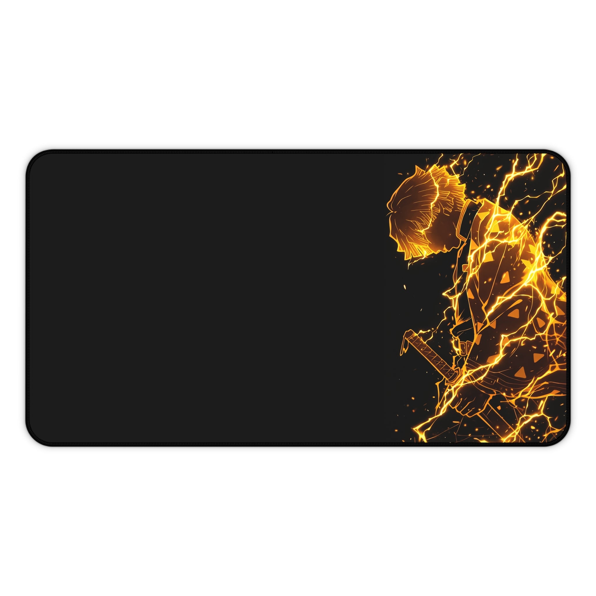 Fiery Samurai Illustration Desk Mat | Gaming Mousepad, Anime Flame Warrior