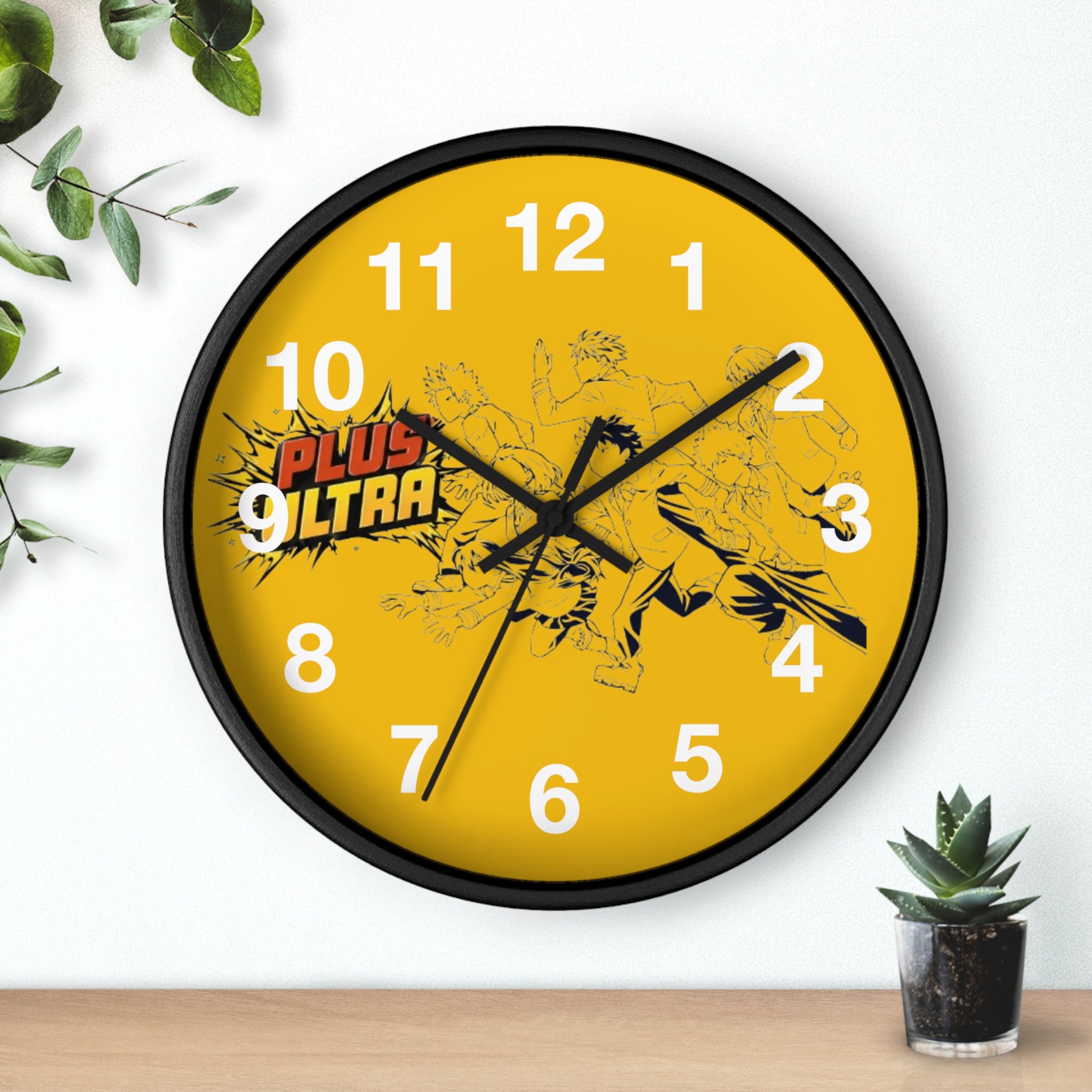 Plus Ultra Heroes Wall Clock | Yellow Anime Action Clock
