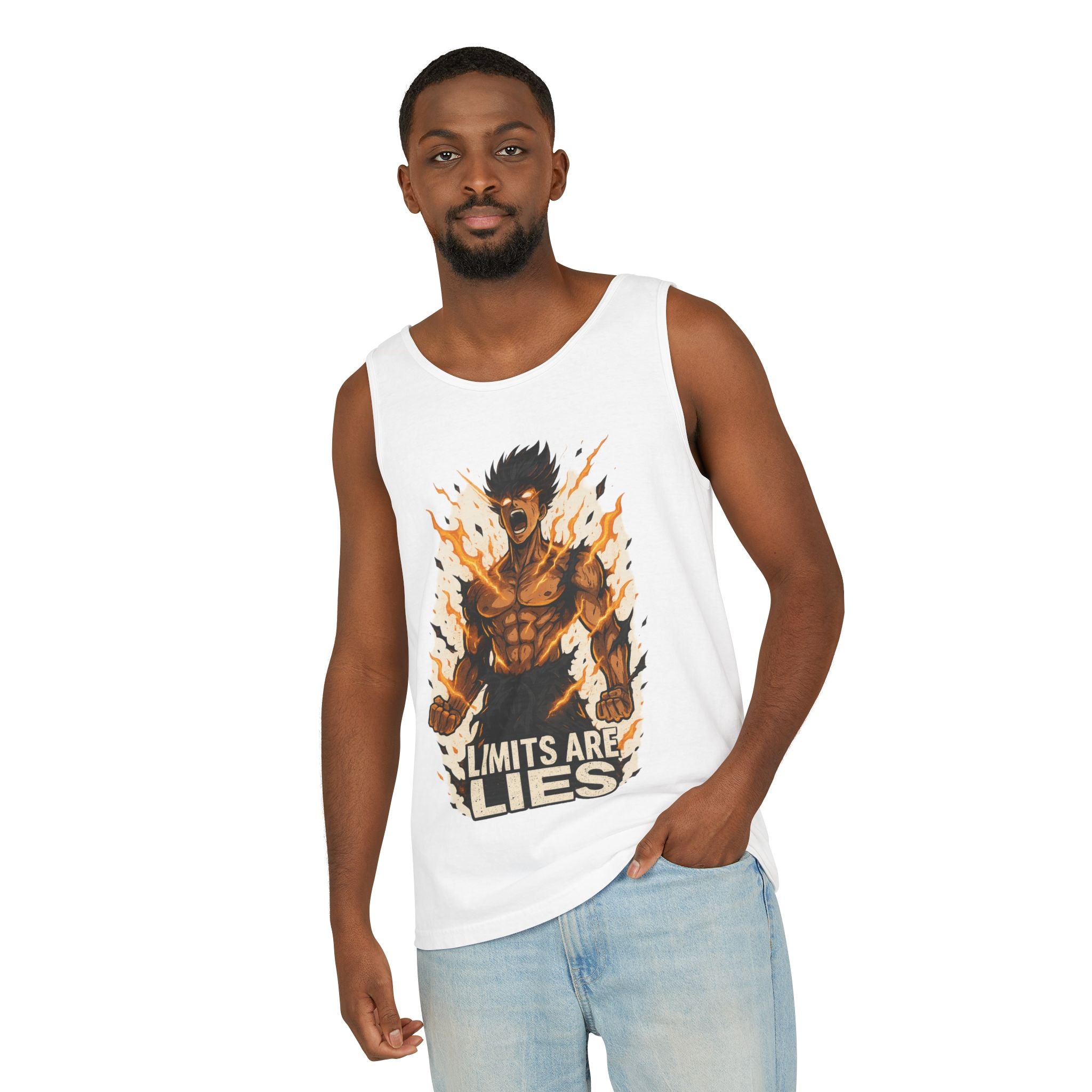 Unisex Motivational Graphic Tank Top - Limits Are Lies, Fitness Apparel, Workout Shirt, Gymwear, Summer Fashion
