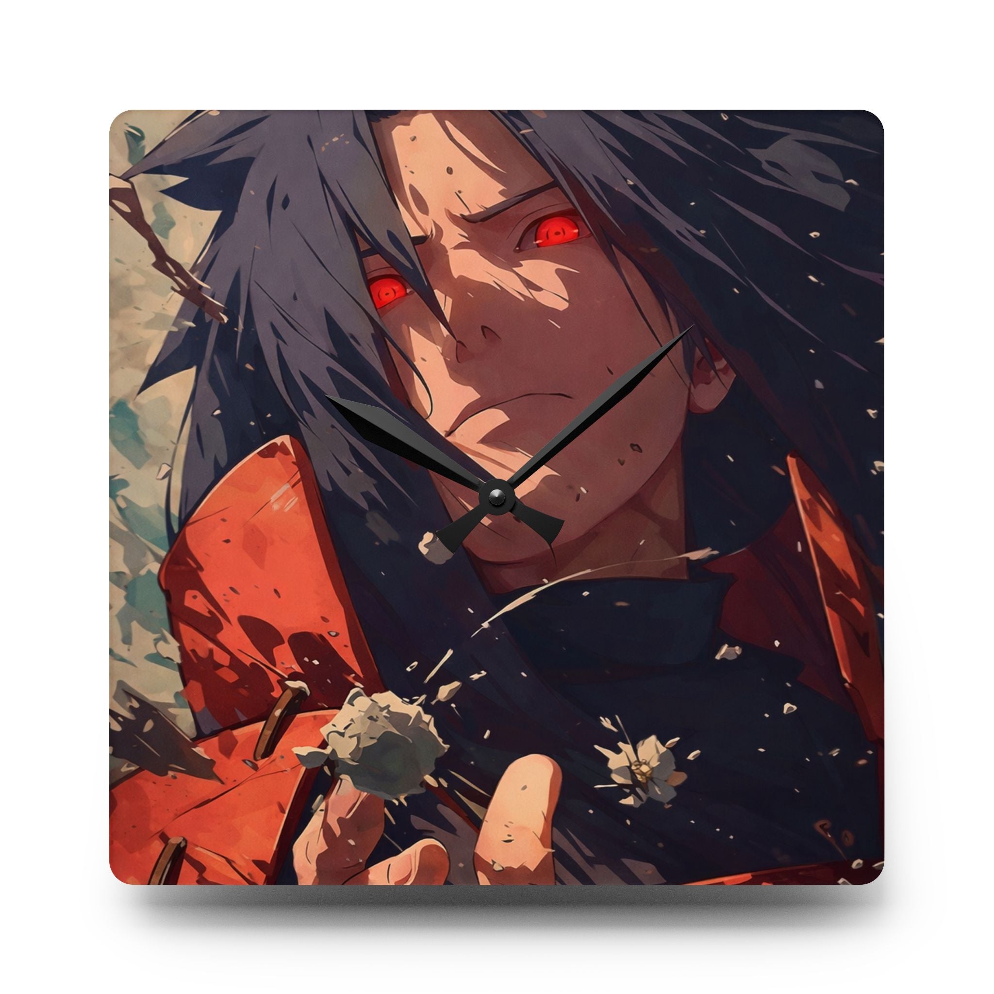 Anime Wall Clock — Red-Eyed Dark Hero Acrylic Clock
