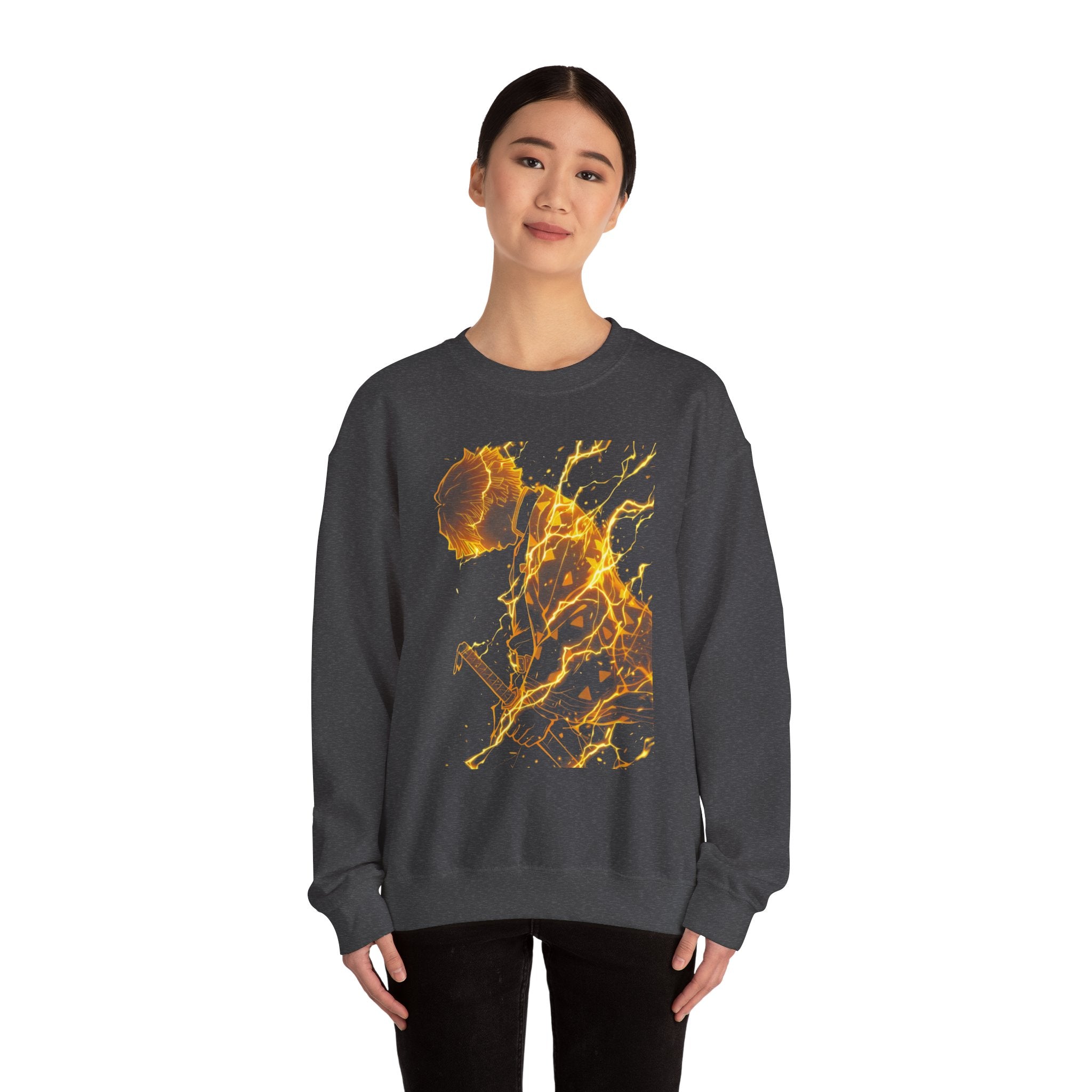 Fiery Guitarist Illustration Sweatshirt | Electric Music Rock Art