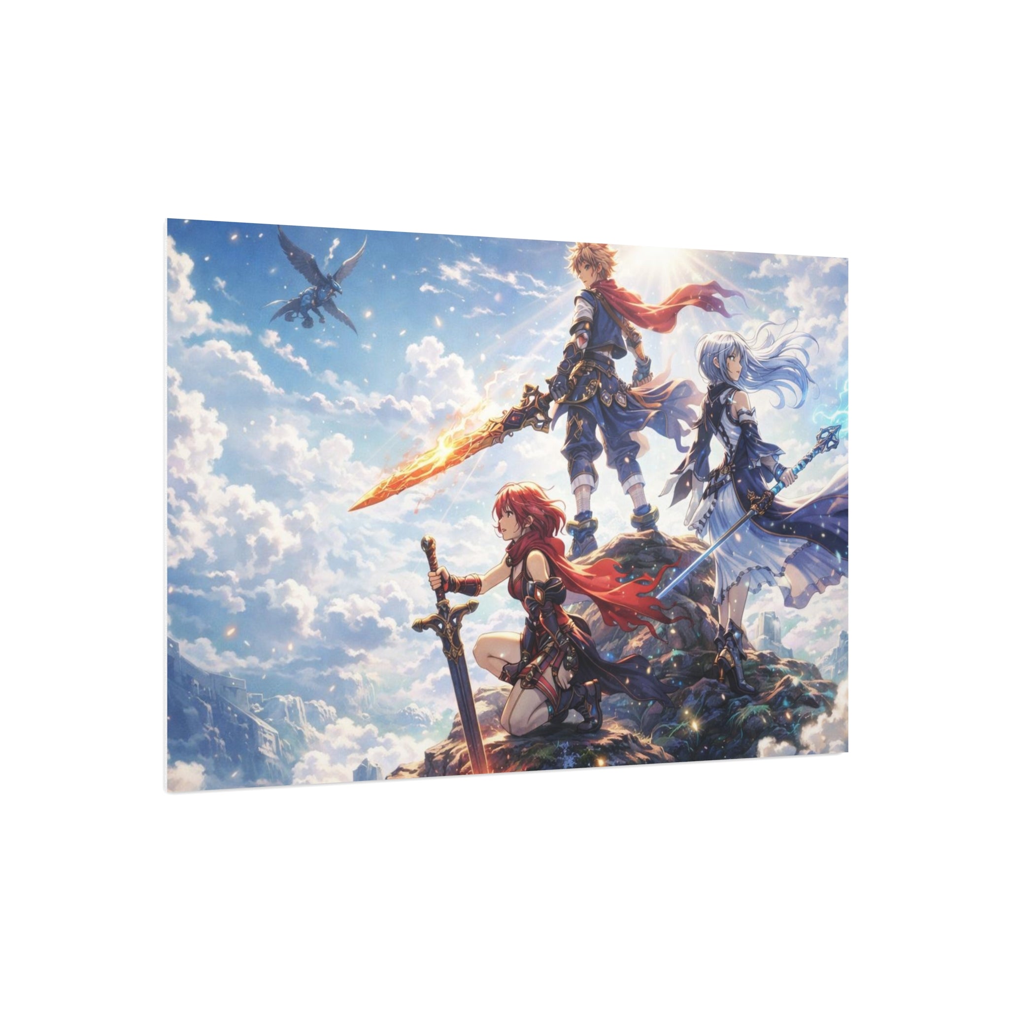 Fantasy RPG Heroes Foam Board | Sword, Sky, Epic Adventure Scene