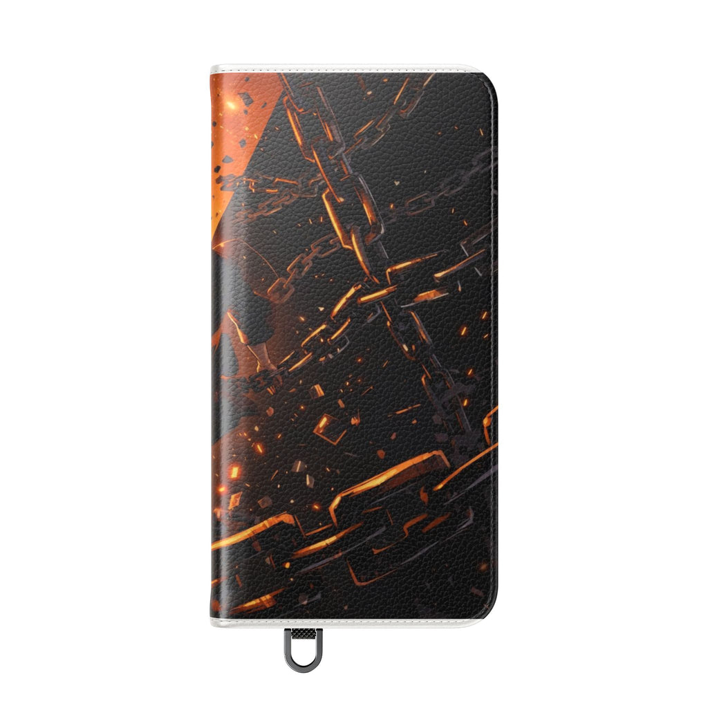 Samurai Flame Illustration Flip Phone Case - Magnetic Wallet Cover