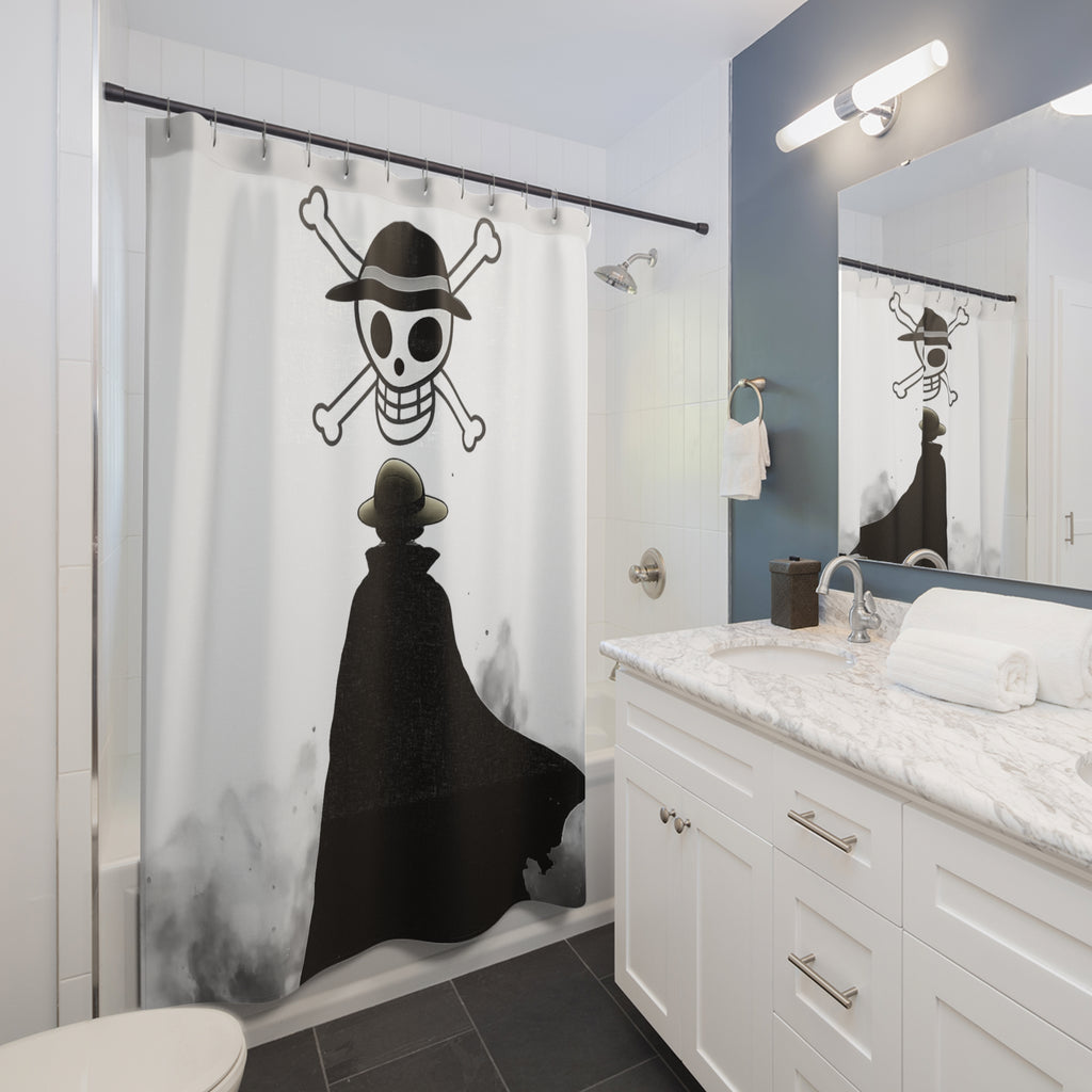 Straw Hat Shower Curtain | Silhouette Jolly Roger