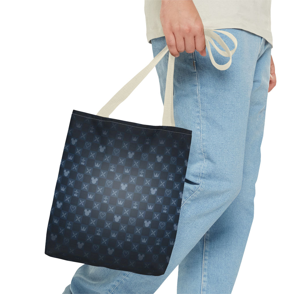 Dark Blue Patterned Monogram Tote | All-Over Print Tote