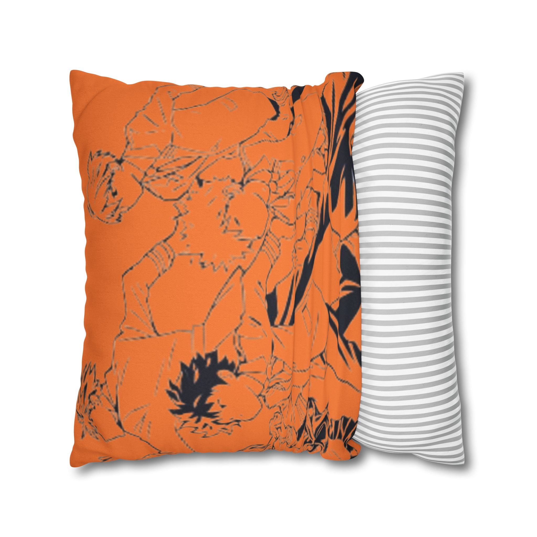 Plus Ultra Pillowcase | Comic Pop Art Typography, Orange Square Pillow
