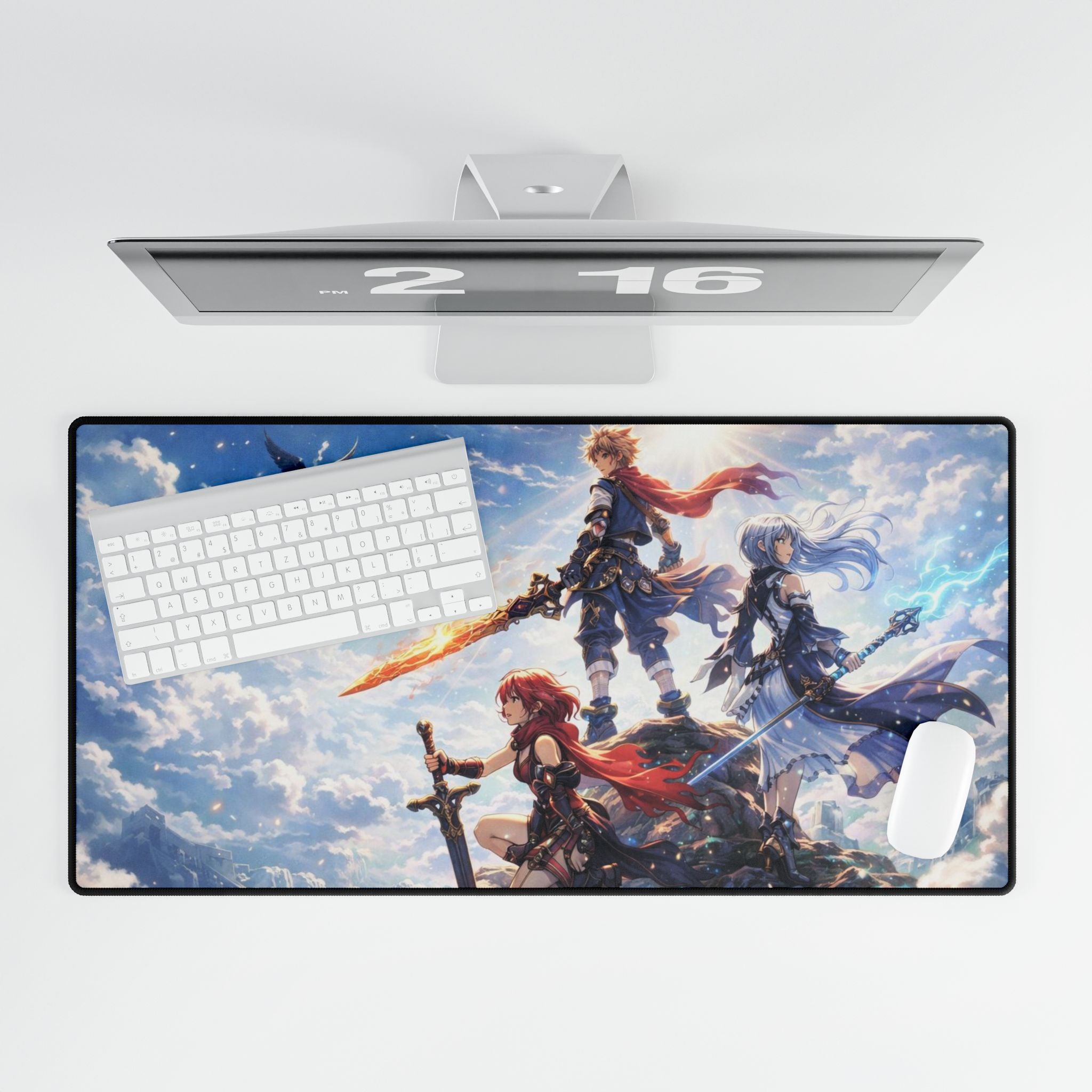 Wind-Scape Fantasy Heroes Desk Mat | RPG Characters, Sky Battle Artwork