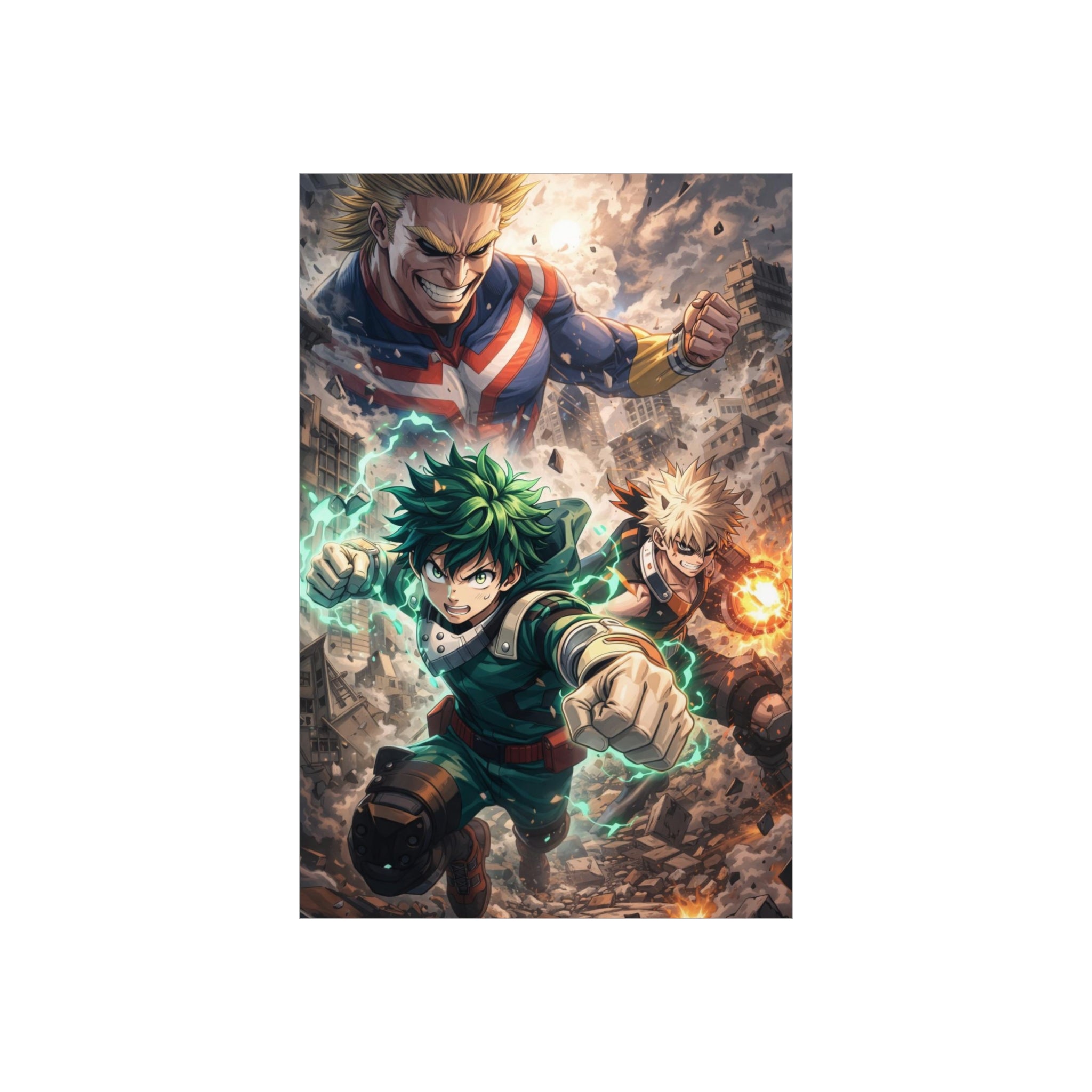 Anime Action Foam Board Poster — Dynamic Hero Trio Wall Art