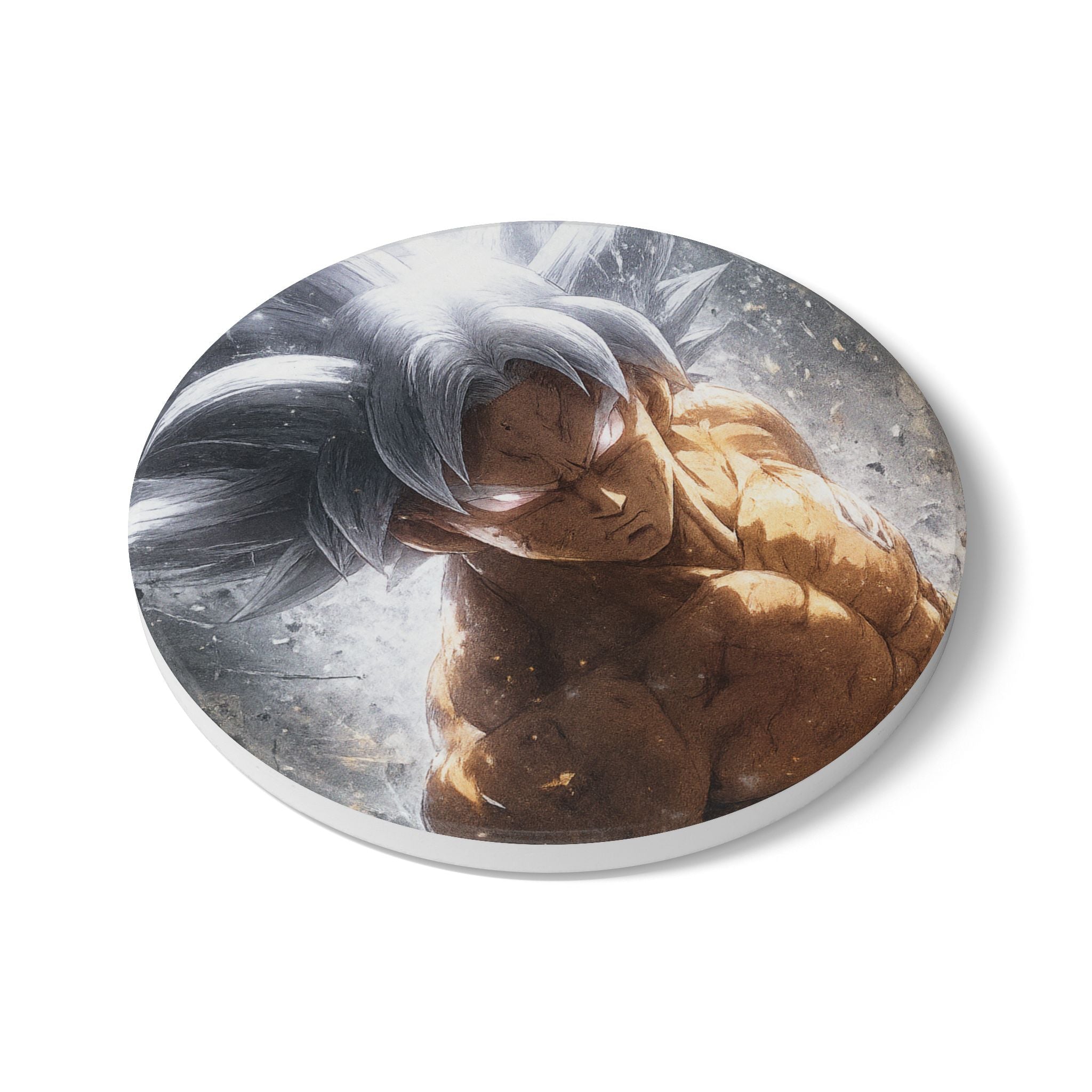 Ultra Instinct Warrior Ceramic Coaster | Anime Power Illustration