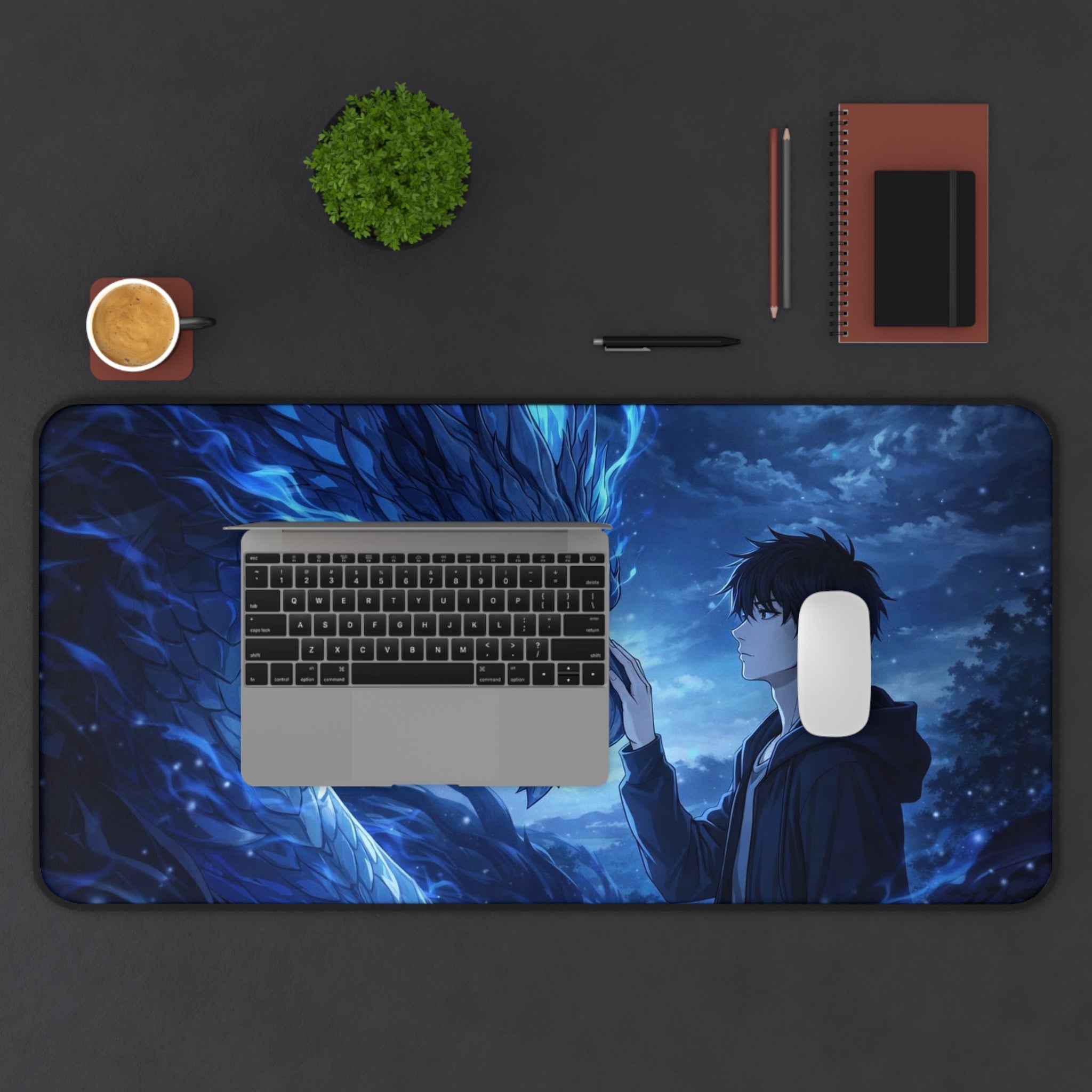 Dragon Bond Desk Mat — Anime Blue Dragon Gaming Mouse Pad