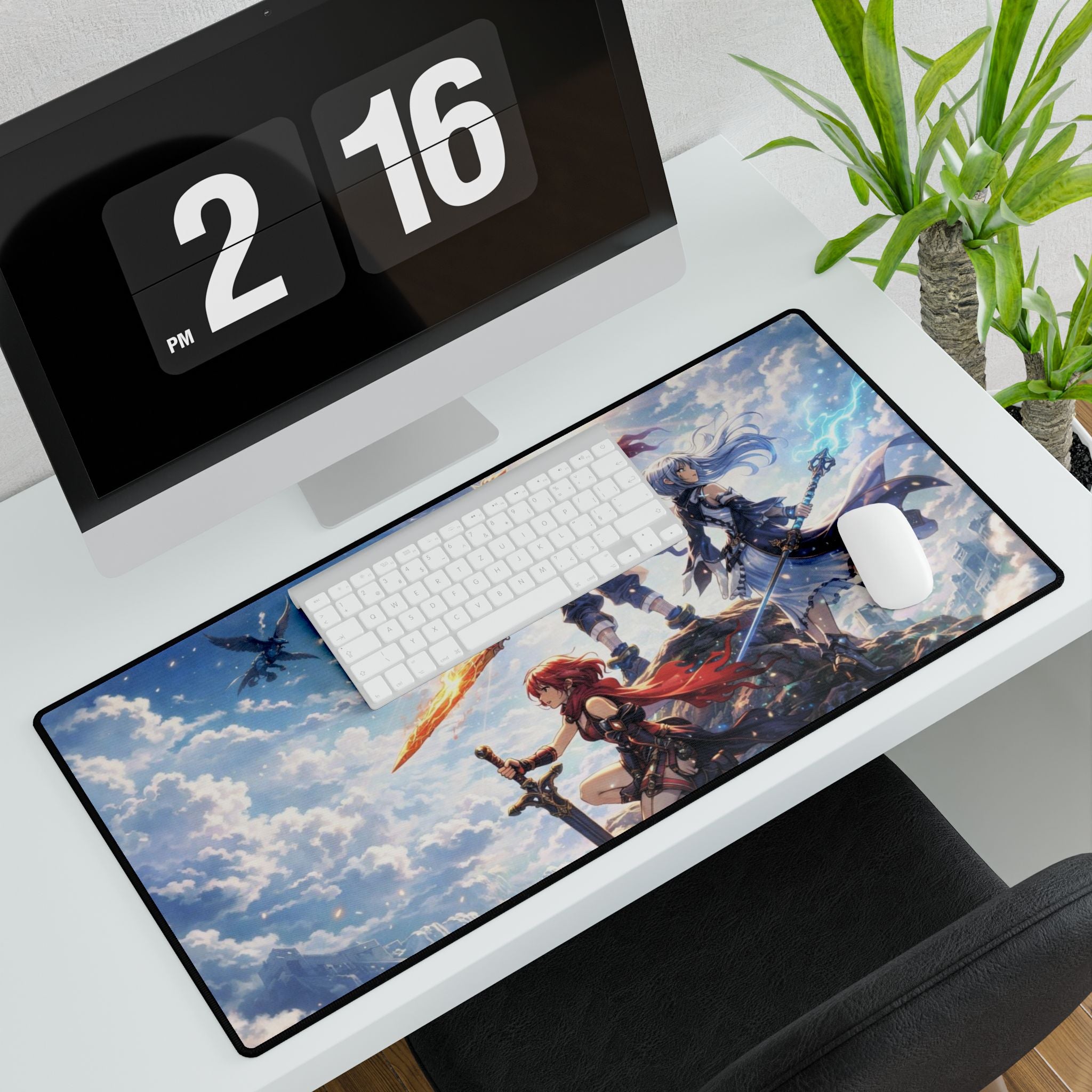 Wind-Scape Fantasy Heroes Desk Mat | RPG Characters, Sky Battle Artwork