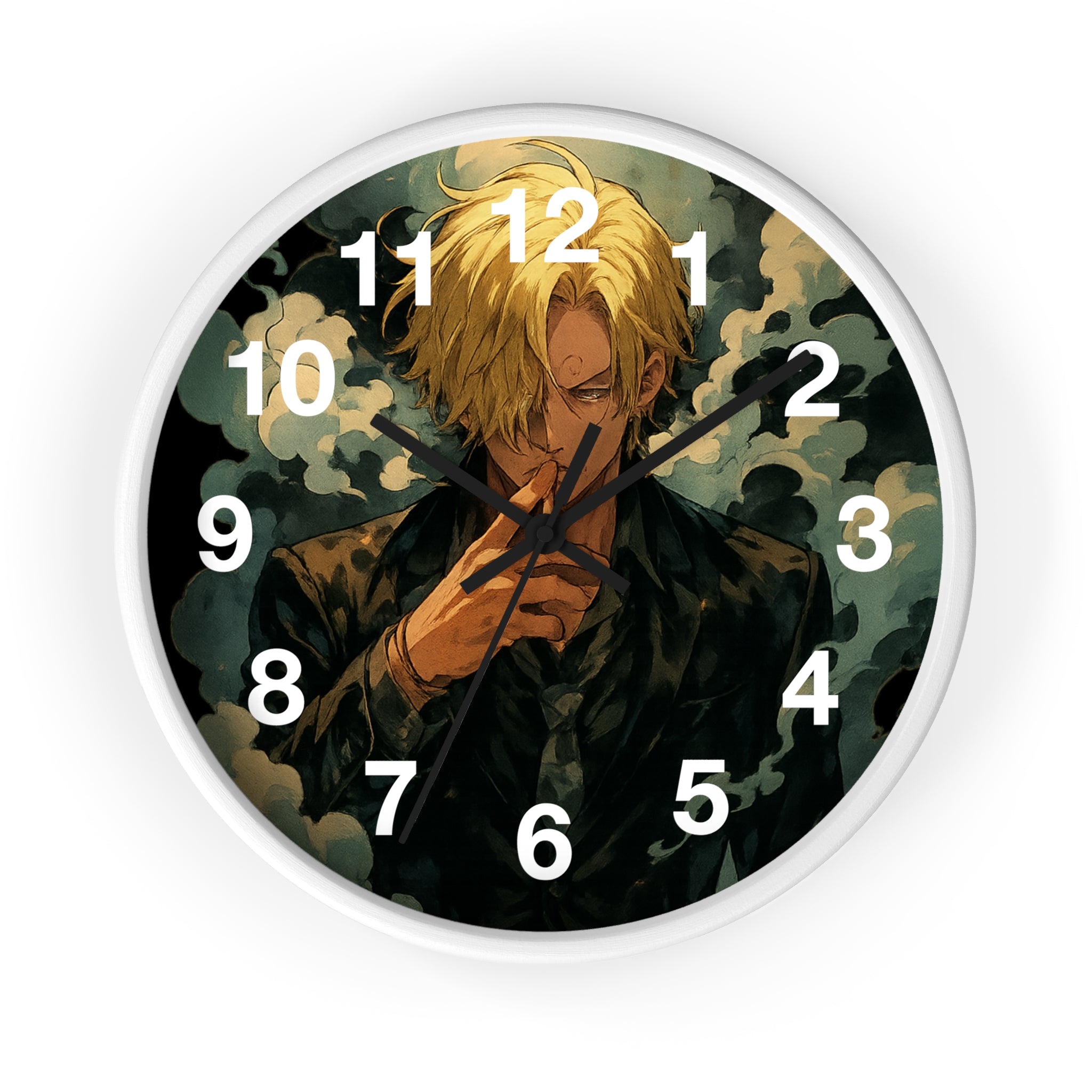 Blond Anime Man Smoking Wall Clock | Illustrated Character, Dark Moody Art