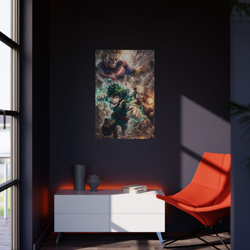 Anime Action Foam Board Poster — Dynamic Hero Trio Wall Art