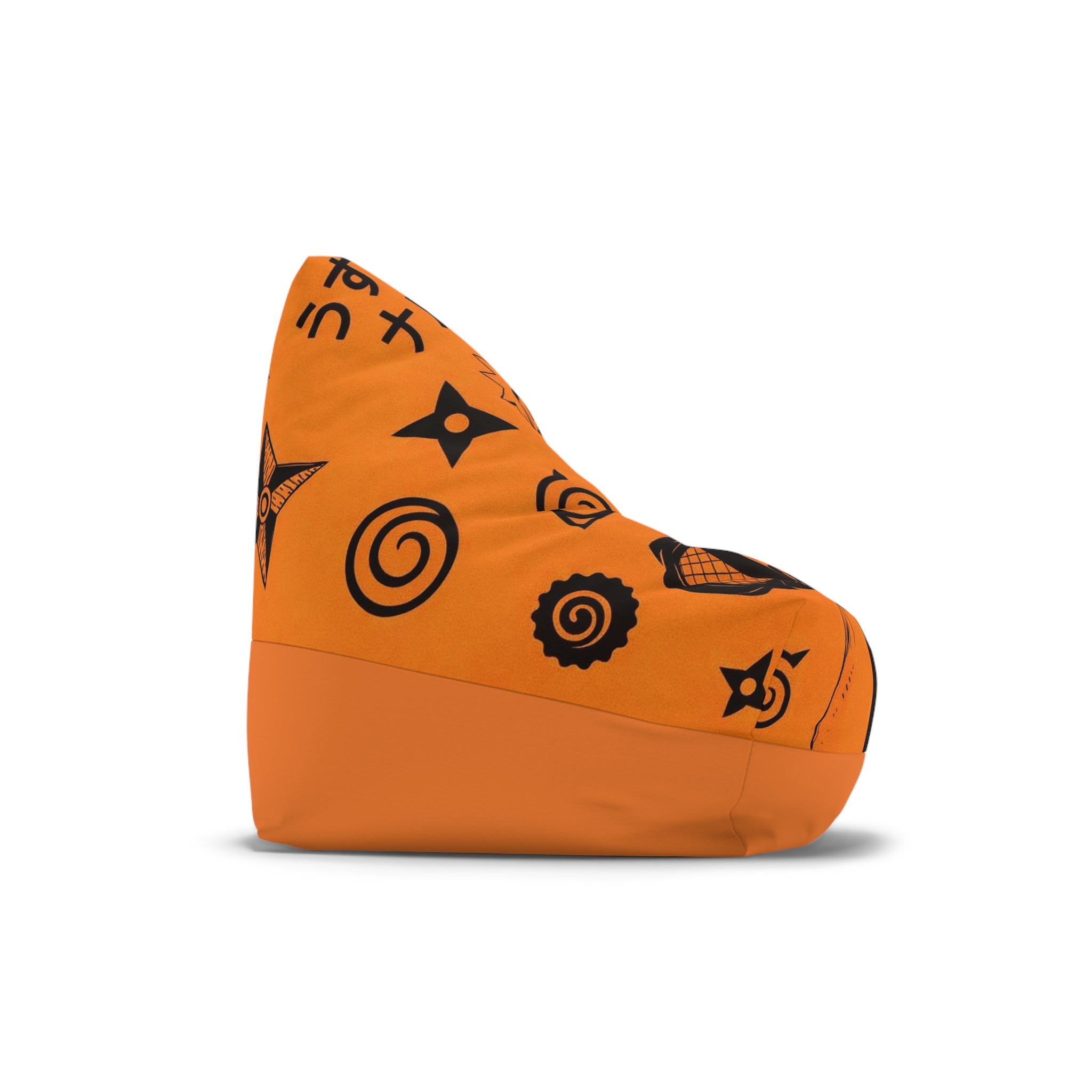 Anime Ninja Illustration Bean Bag Chair Cover | Anime Orange Shuriken Pattern