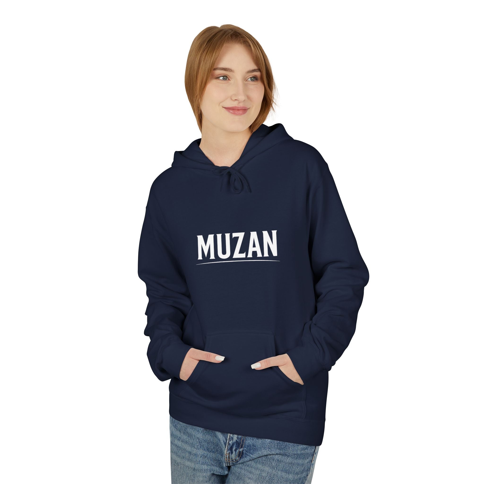 Stylish Unisex Fleece Hoodie with MUZAN Design, Perfect for Casual Wear, Gifts, Anime Fans, Cozy Layering, Unique Apparel