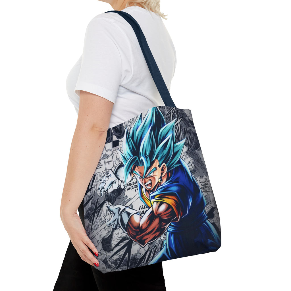 Blue Super Saiyan Illustration Tote Bag | Anime Manga Panel Background
