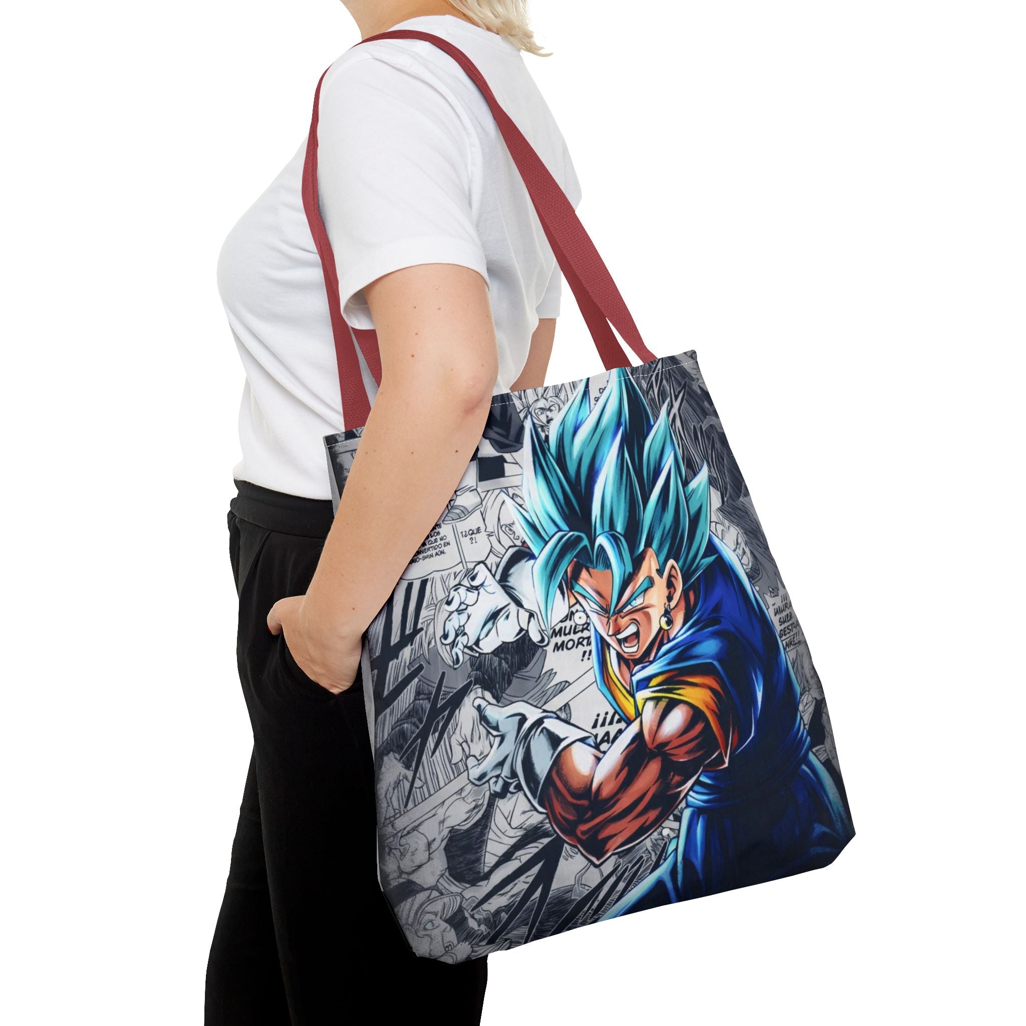 Blue Super Saiyan Illustration Tote Bag | Anime Manga Panel Background