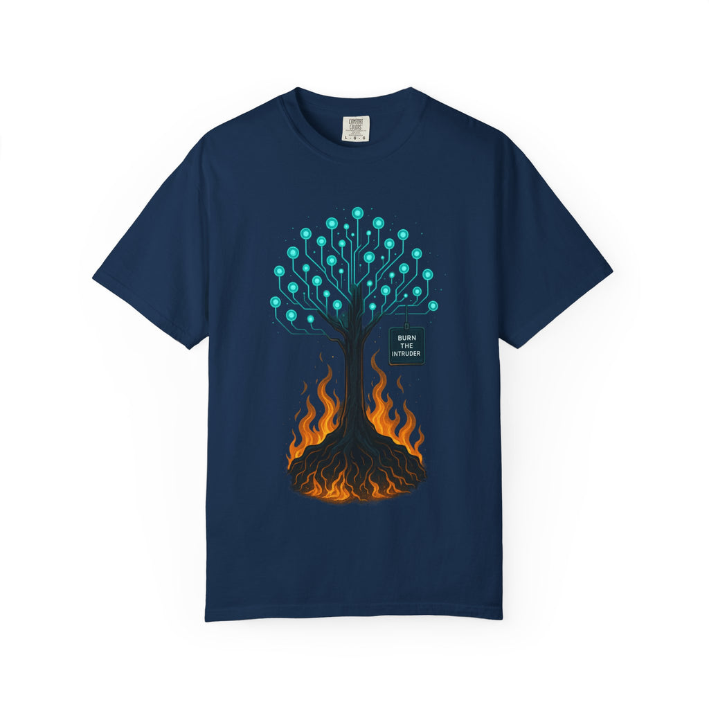 Nature-Inspired Unisex T-Shirt, Eco-Friendly Tee, Tree and Flames Design, Casual Wear, Gift for Nature Lovers