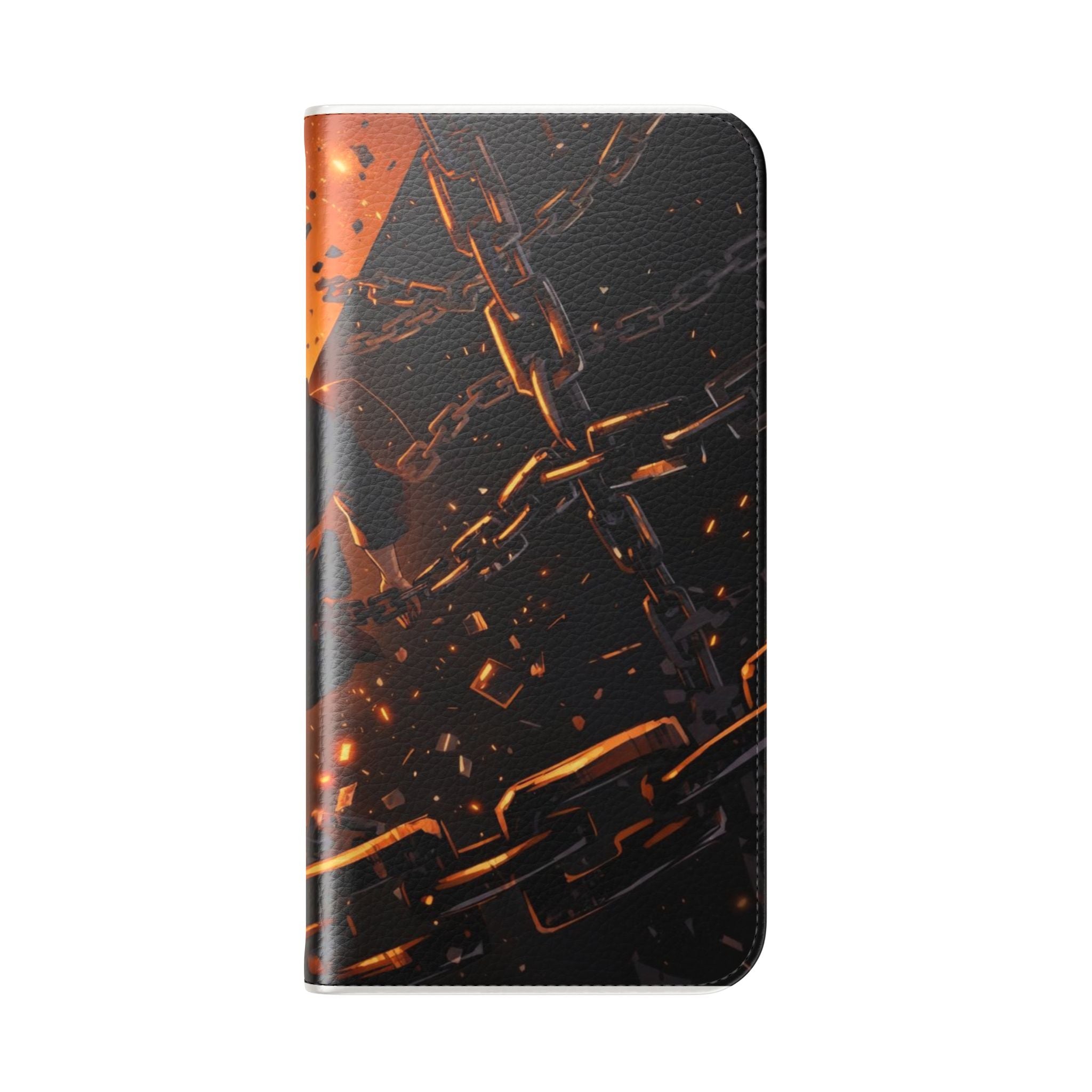 Samurai Flame Illustration Flip Phone Case - Magnetic Wallet Cover