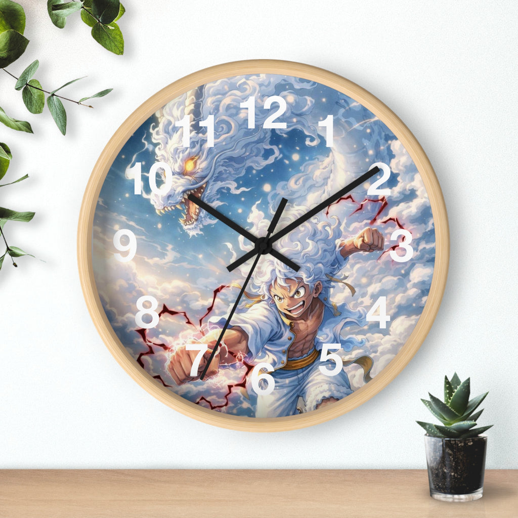 Storm Dragon Warrior Wall Clock | Fantasy Anime Lightning Art