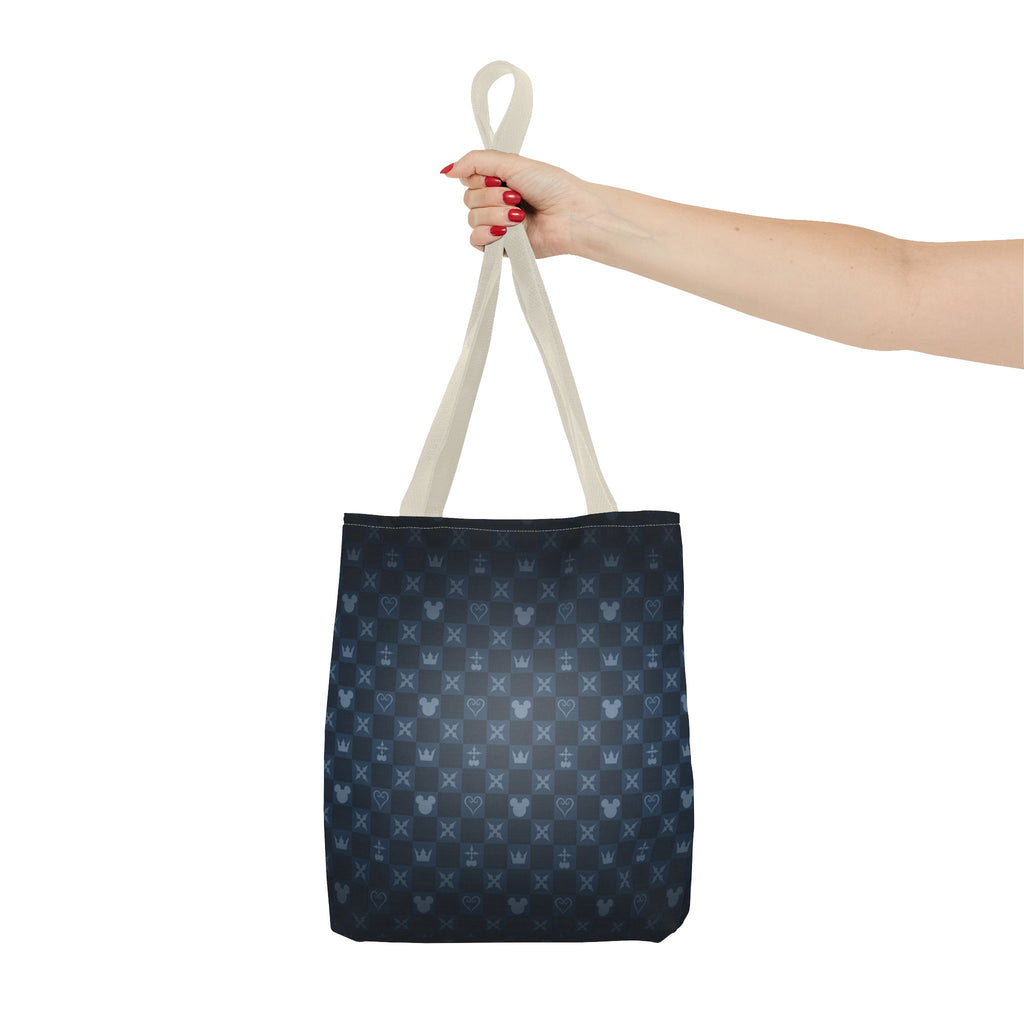 Dark Blue Patterned Monogram Tote | All-Over Print Tote