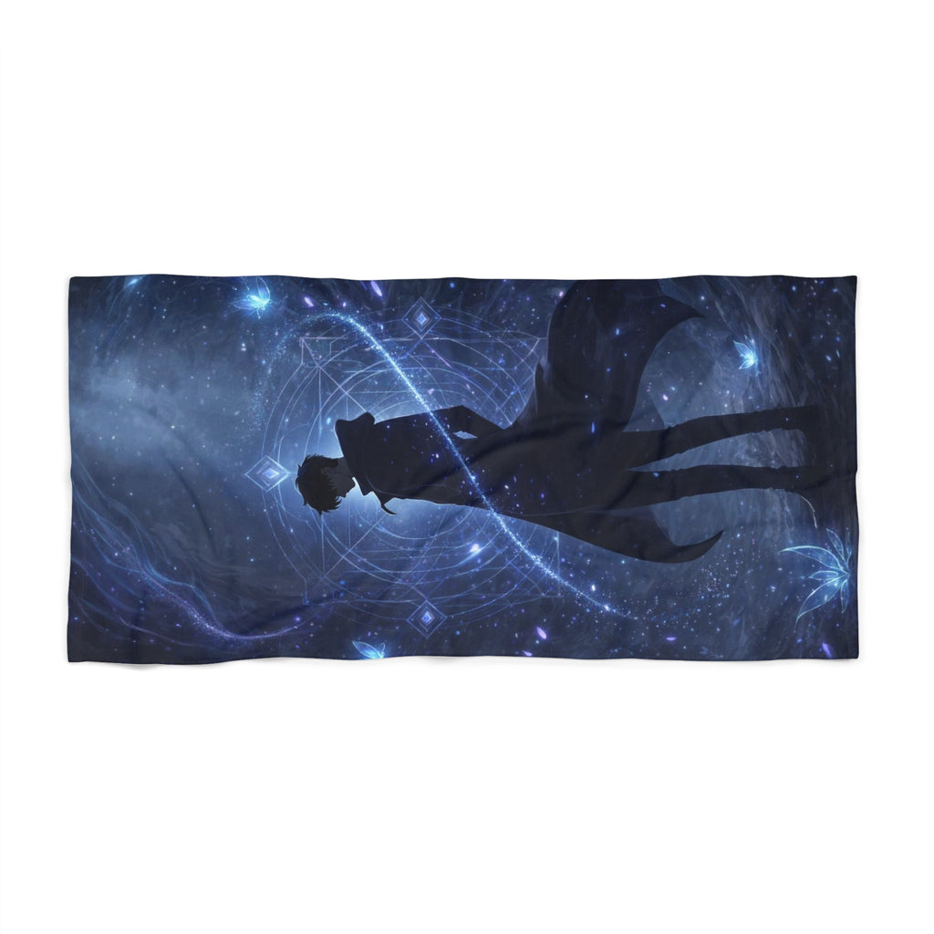 Mystic Silhouette Beach Towel | Cosmic Starry Night Ocean
