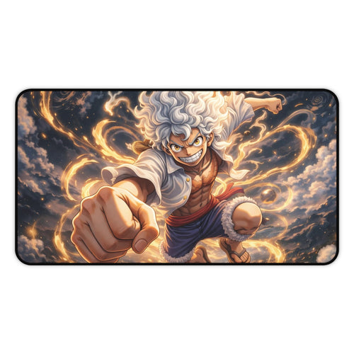 Anime Lightning Warrior Desk Mat — Energetic Gaming & Workstation Mouse Pad