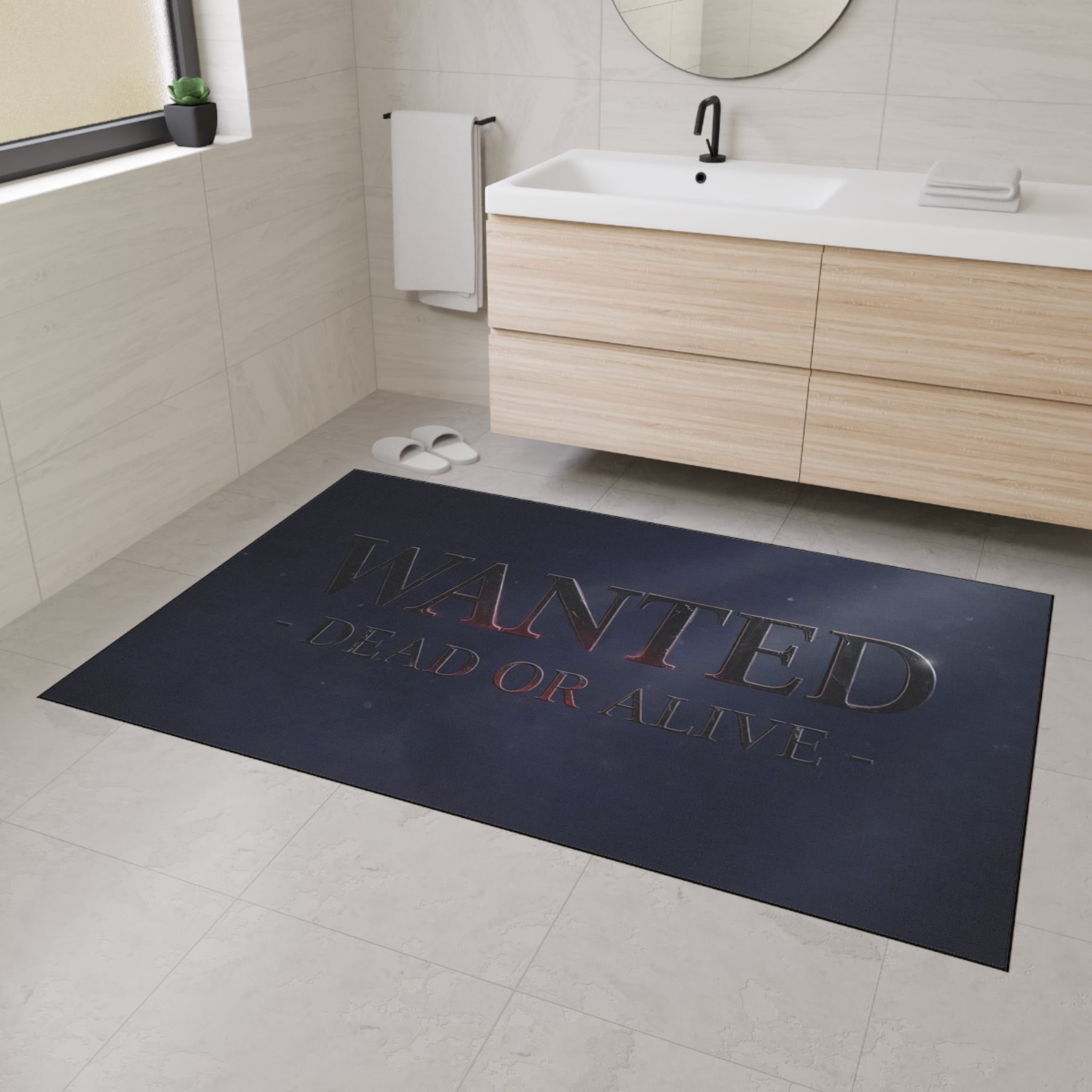 WANTED Dead or Alive Floor Mat | Vintage Western Poster, Dark Moody Entry Rug