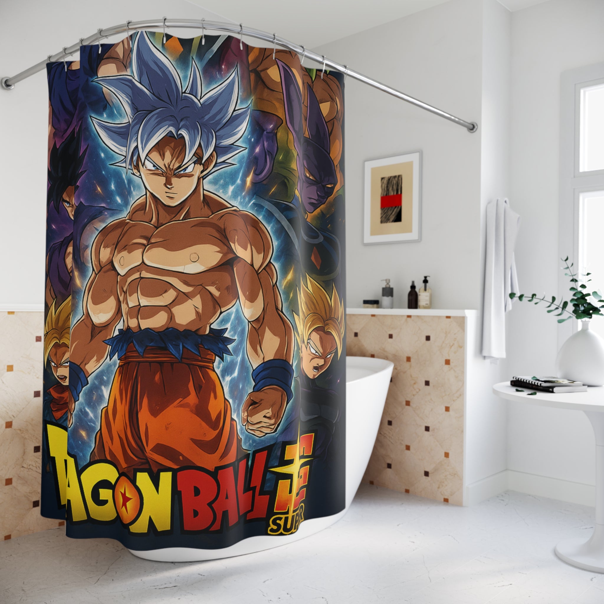 Dragon Ball Super Goku Shower Curtain | Anime Bathroom Decor