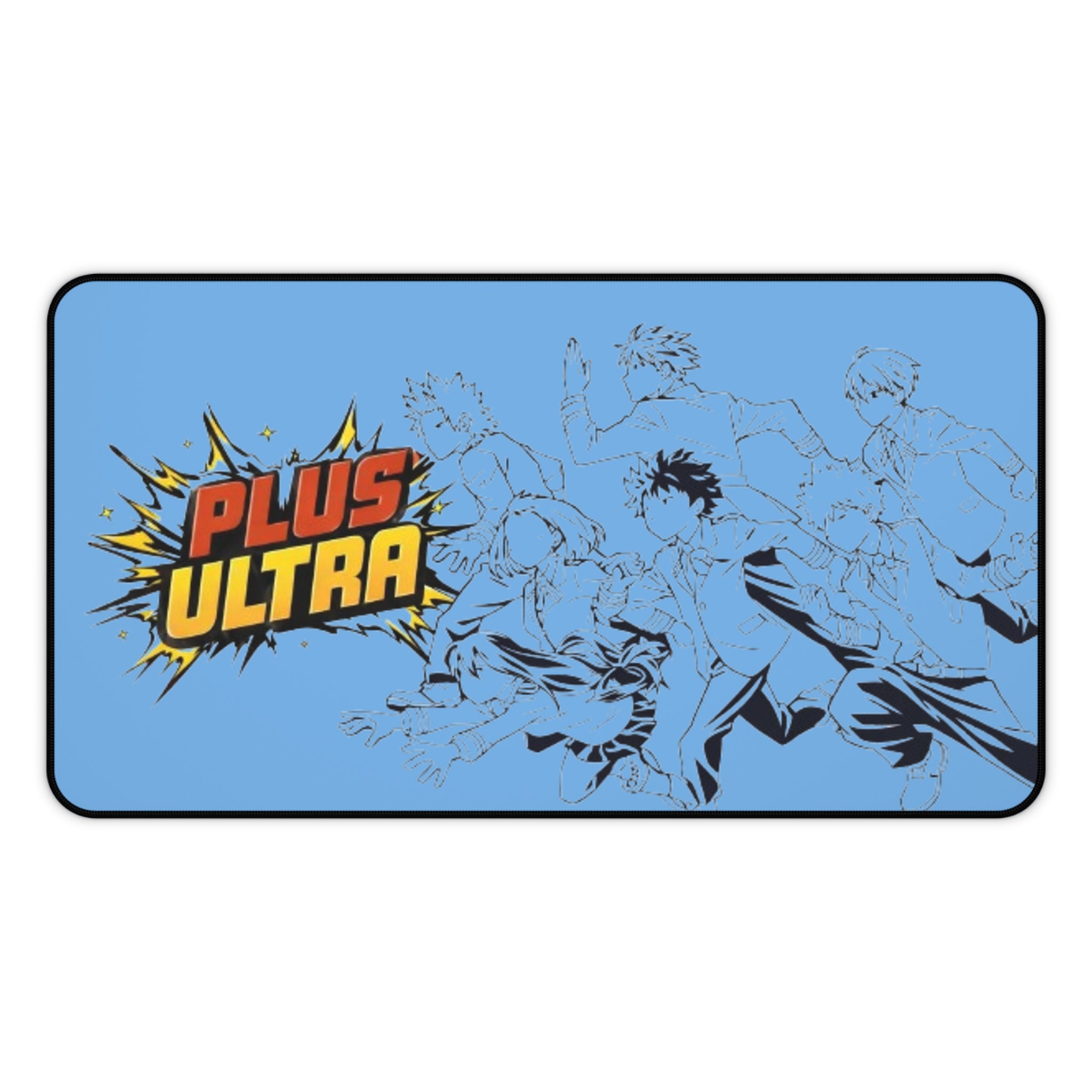 Plus Ultra anime action illustration Desk Mat | blue gaming mouse pad