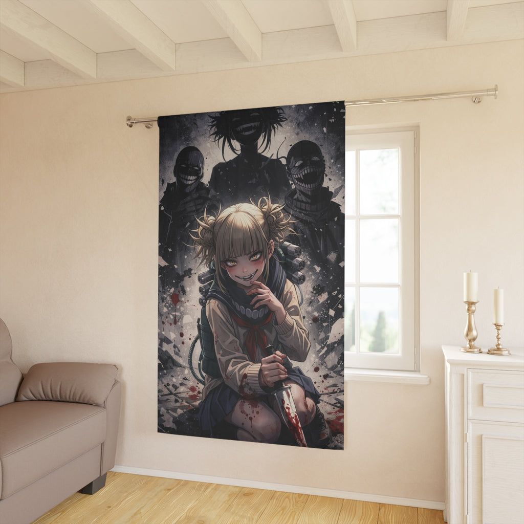 Anime Horror Scene Window Curtain | Dark Bloodstained Schoolgirl