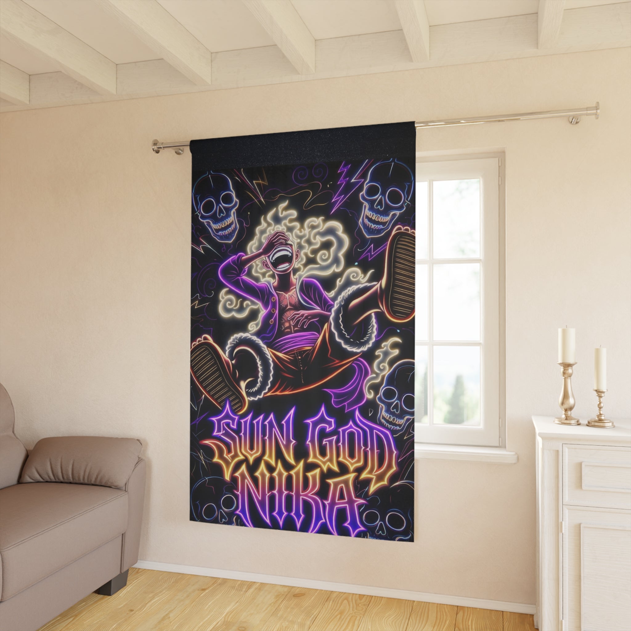 S.G Nika Window Curtains | Gothic Skull Rock Poster Panel