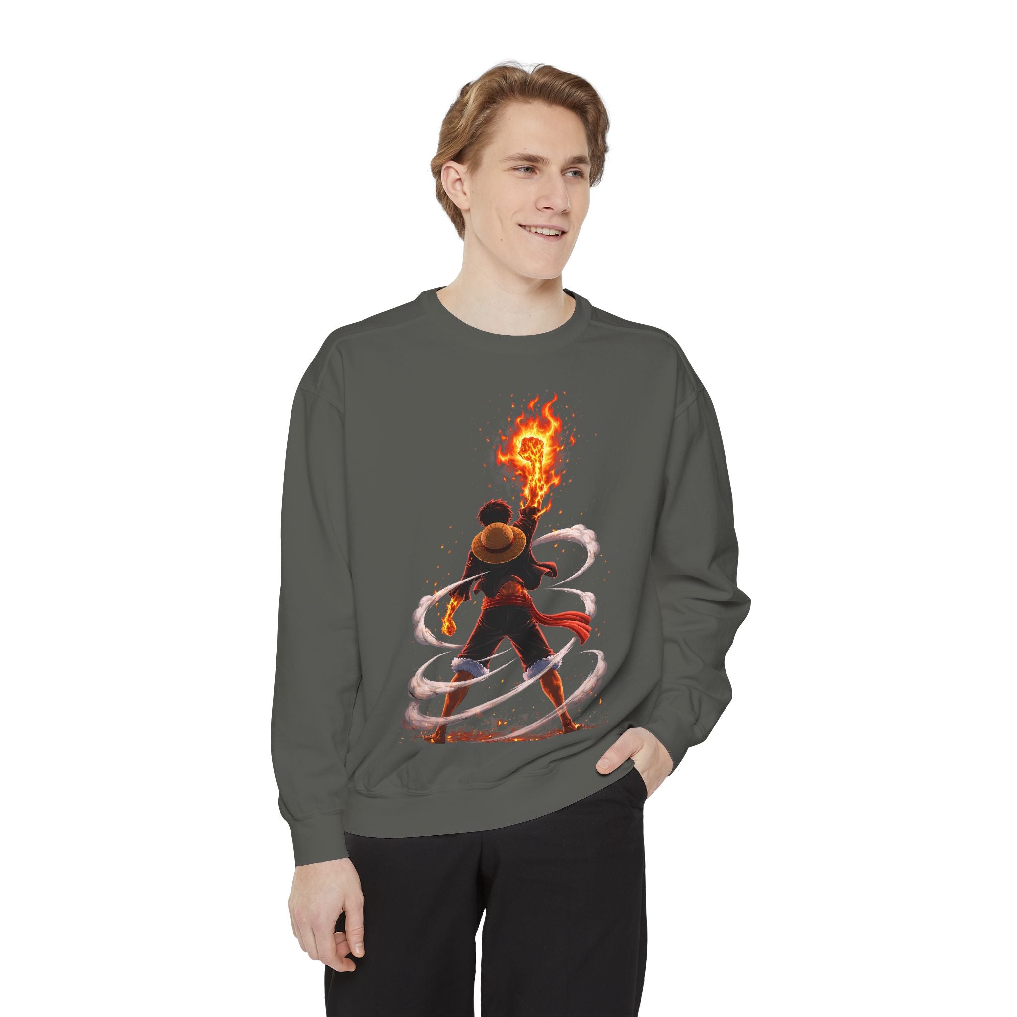 Fire Mage Illustration Sweatshirt | Fantasy Wizard Flame Art