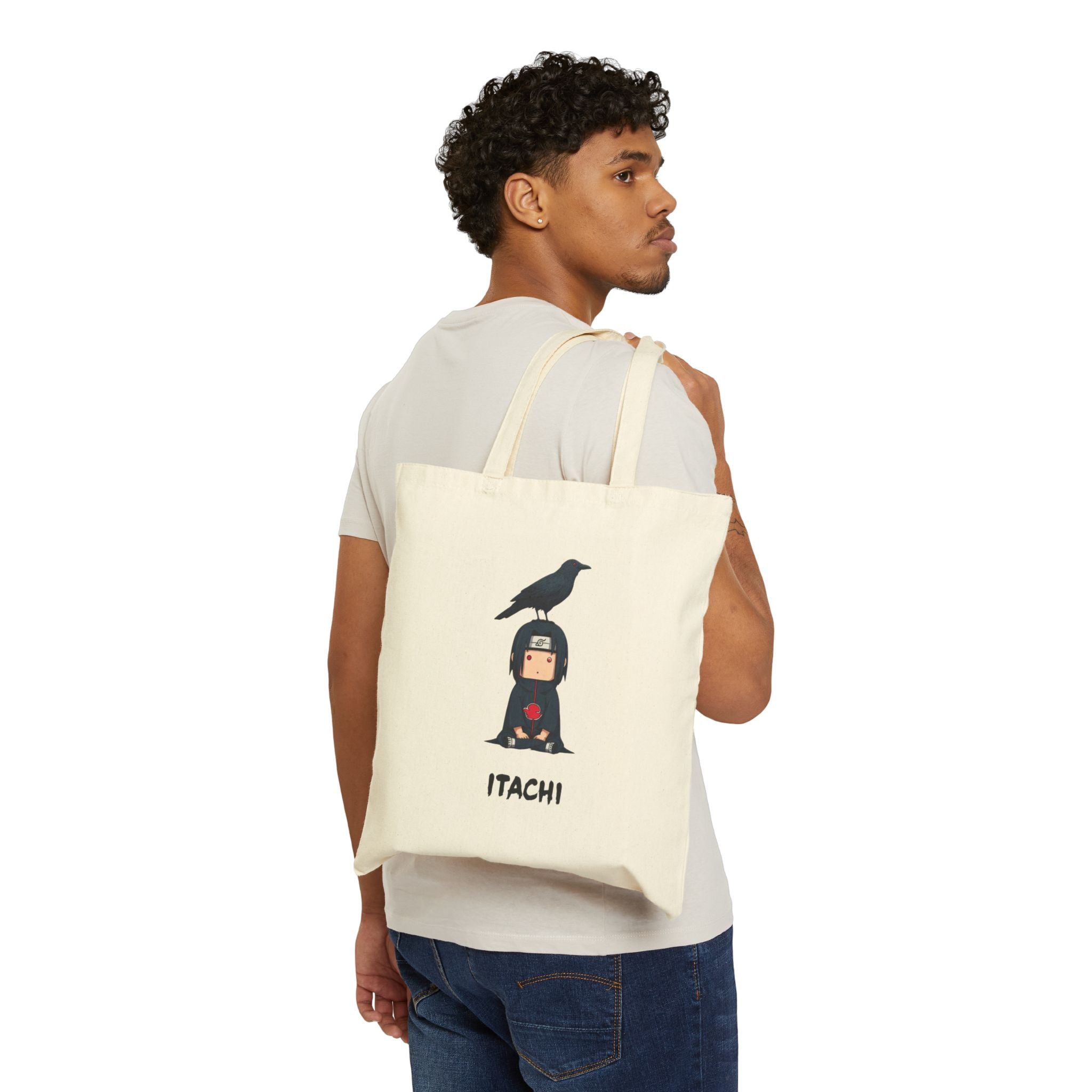 boy chibi with crow Tote Bag | Anime character illustration, minimalist canvas tote