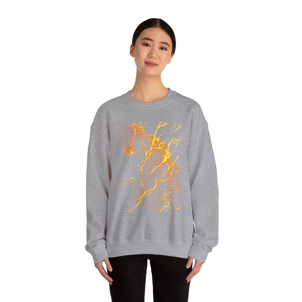Fiery Guitarist Illustration Sweatshirt | Electric Music Rock Art