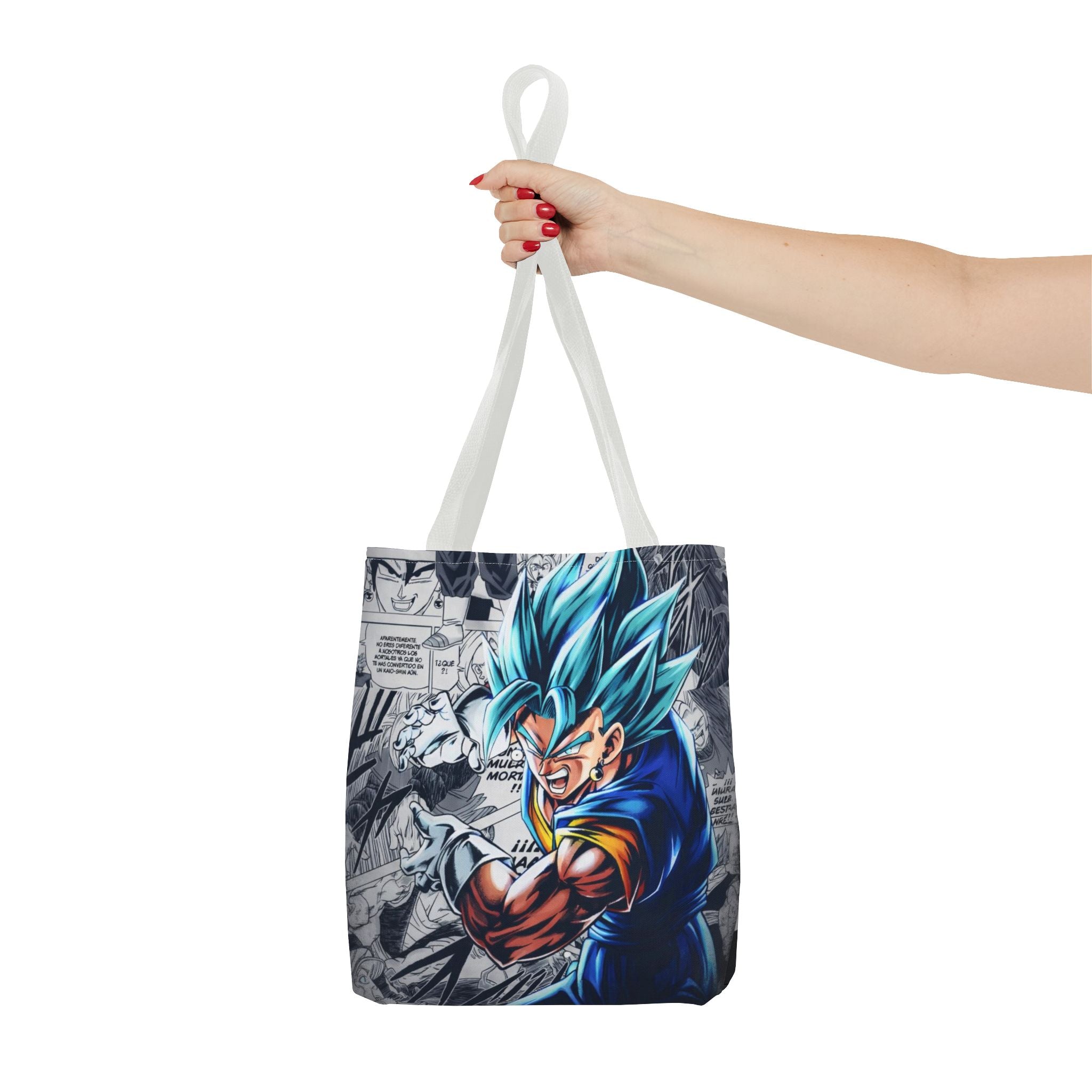 Blue Super Saiyan Illustration Tote Bag | Anime Manga Panel Background