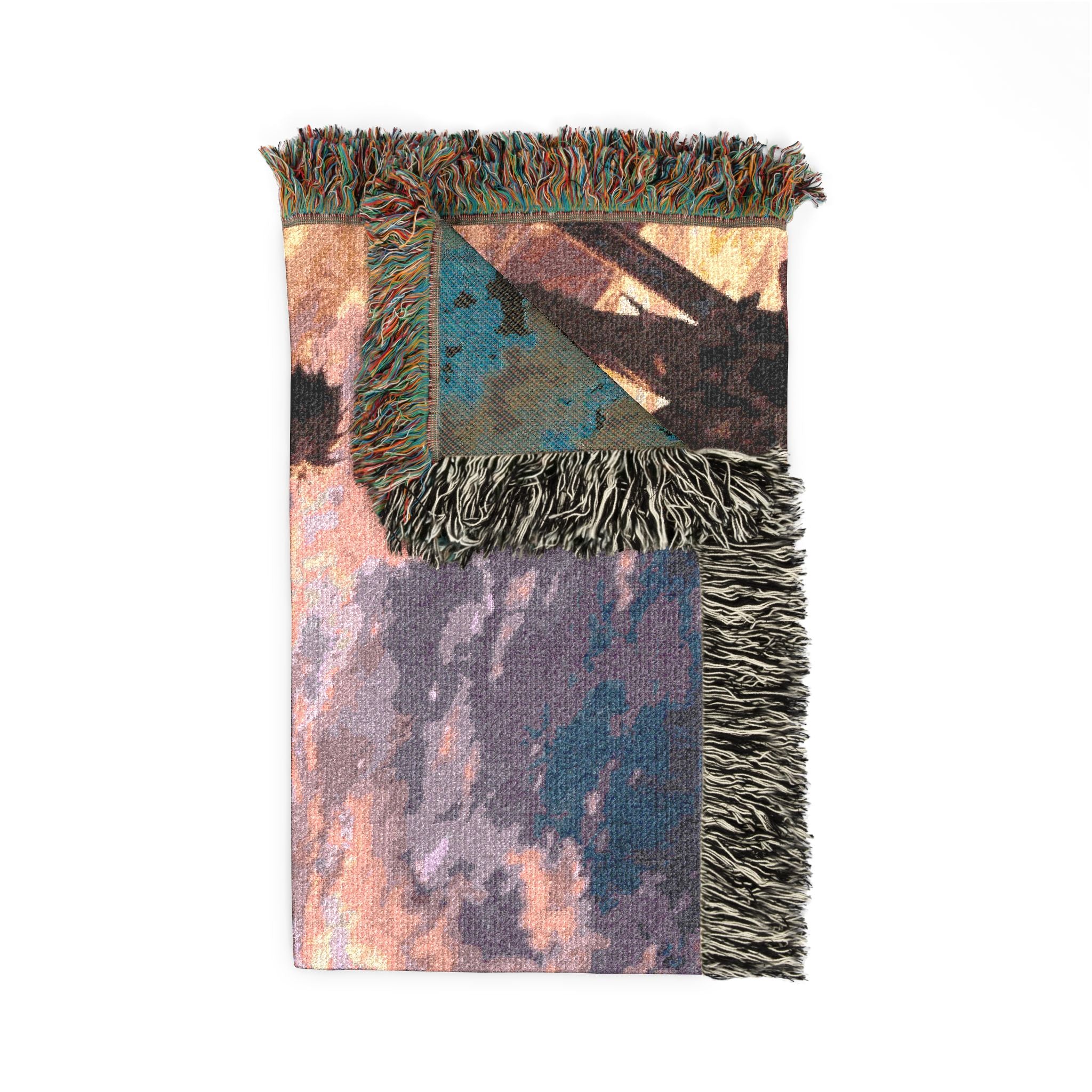 Sunset Anime Silhouettes Woven Blanket | Pixel Art Sunset Scene