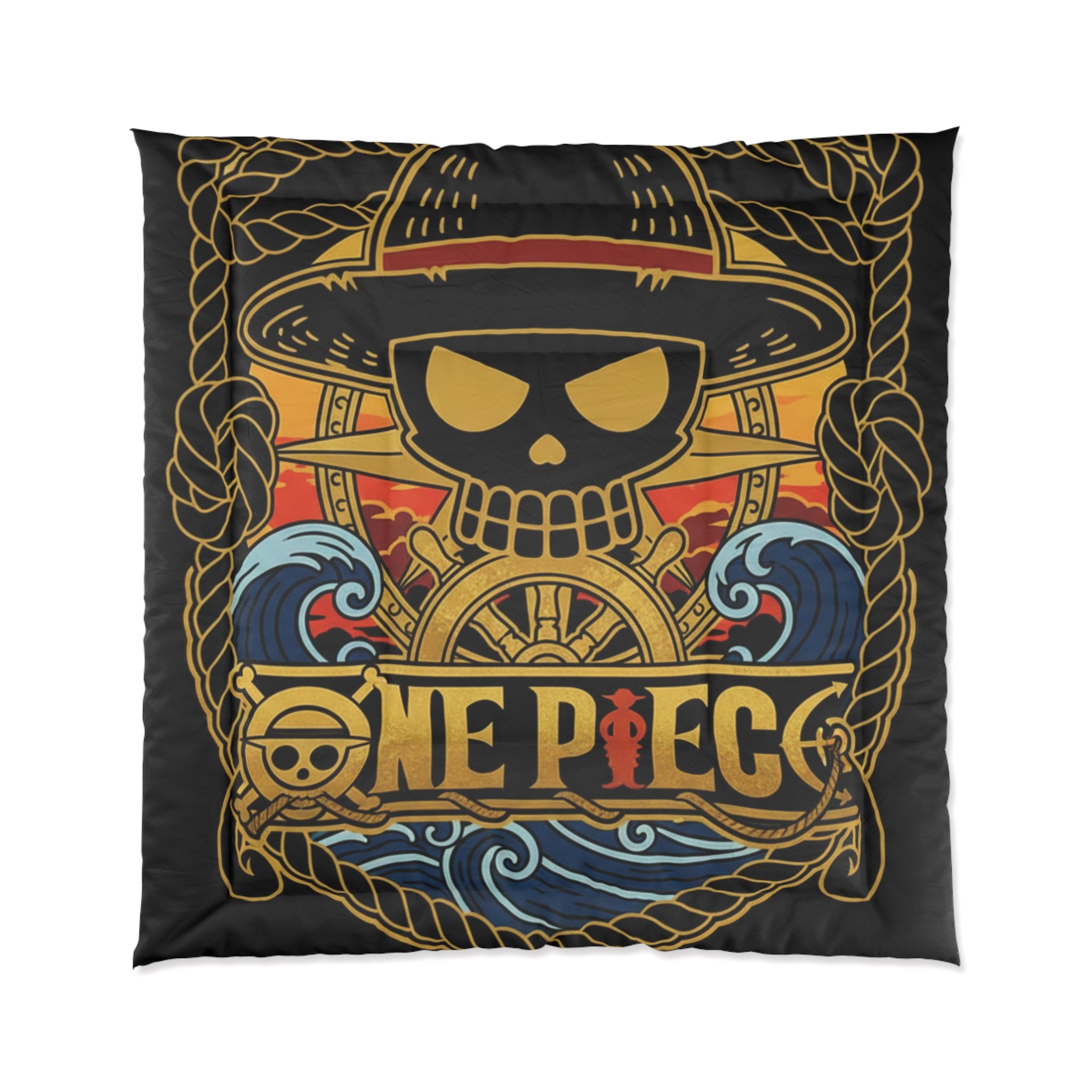 One Piece Skull Emblem Comforter | Anime Pirate Bedding