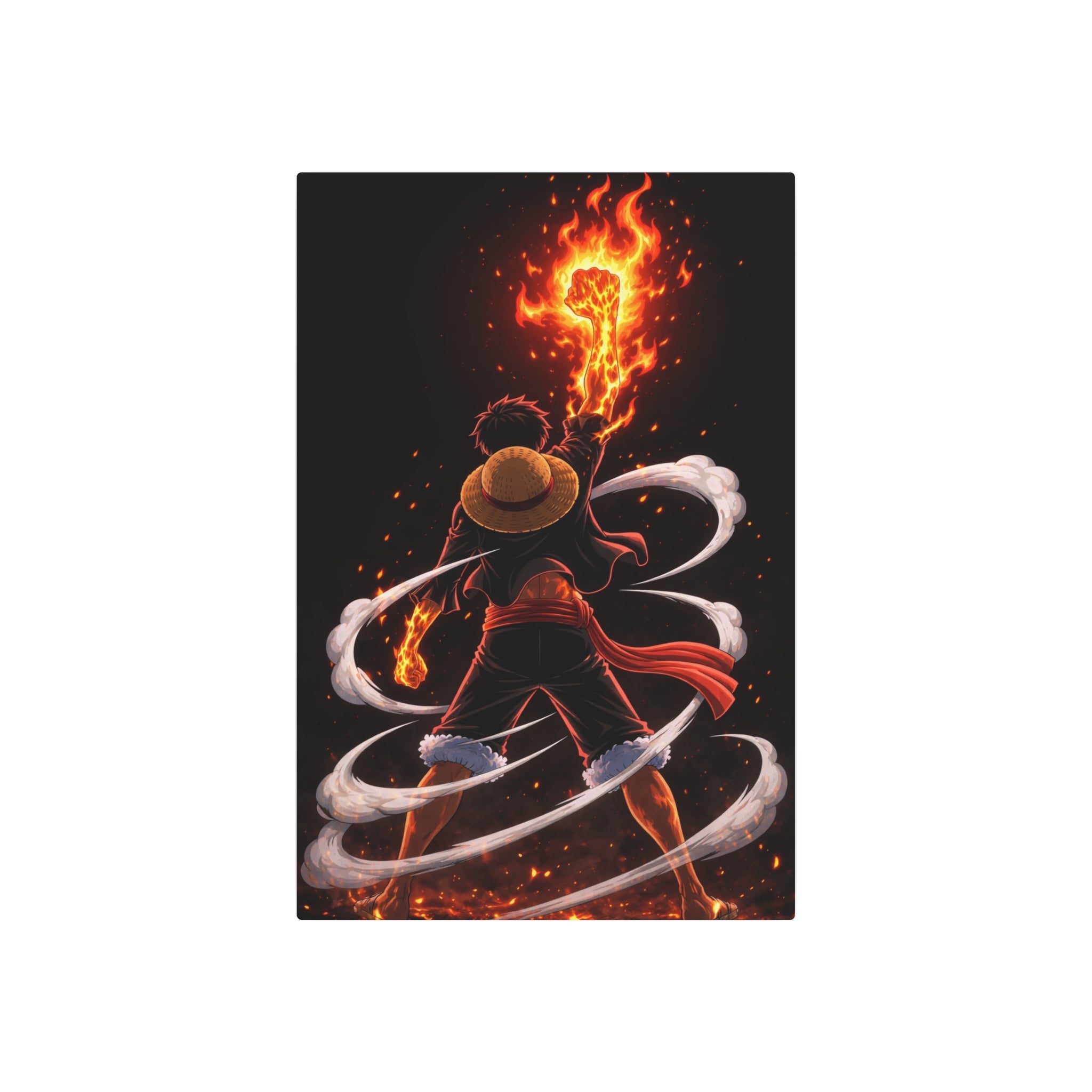 Flaming Fist Pirate Metal Art Sign | Luffy Fire Graphic Wall Decor