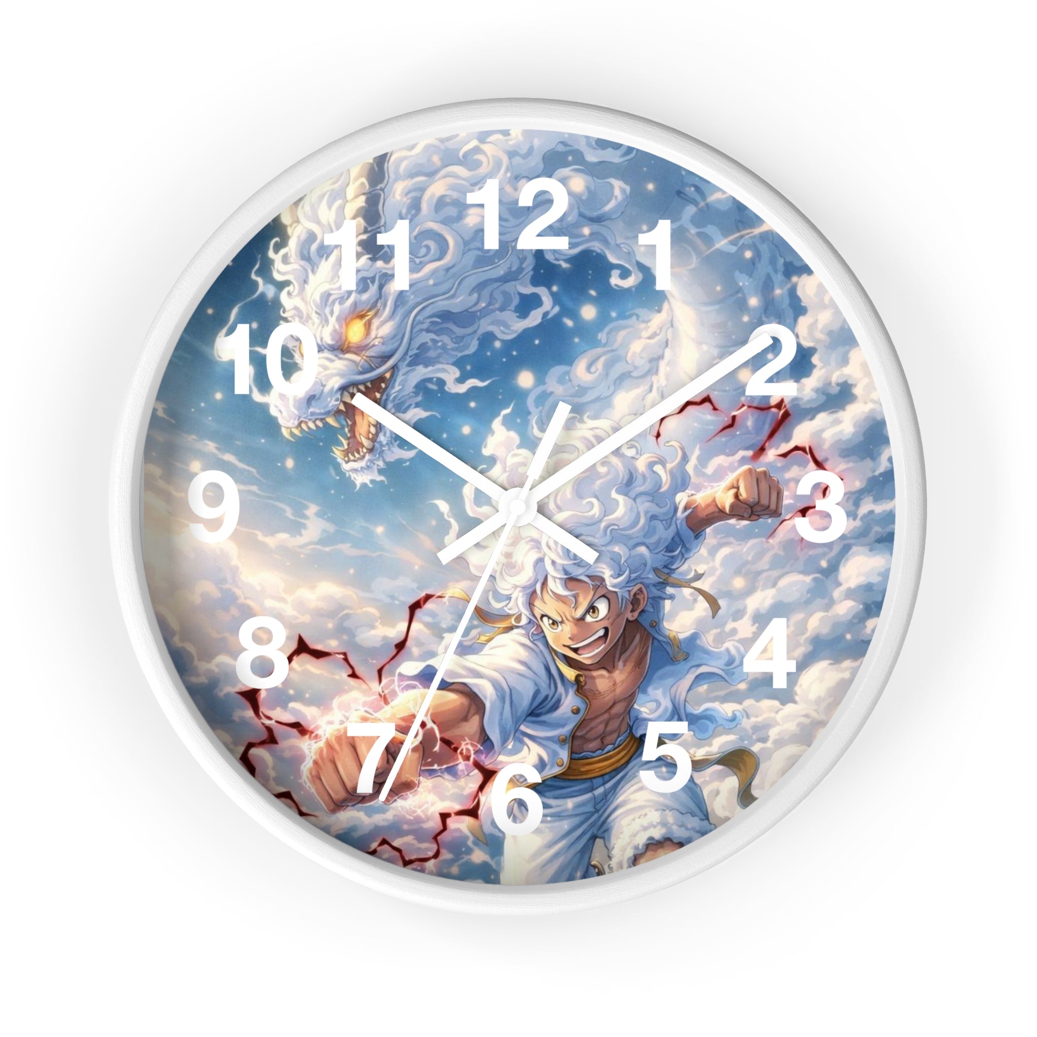 Storm Dragon Warrior Wall Clock | Fantasy Anime Lightning Art