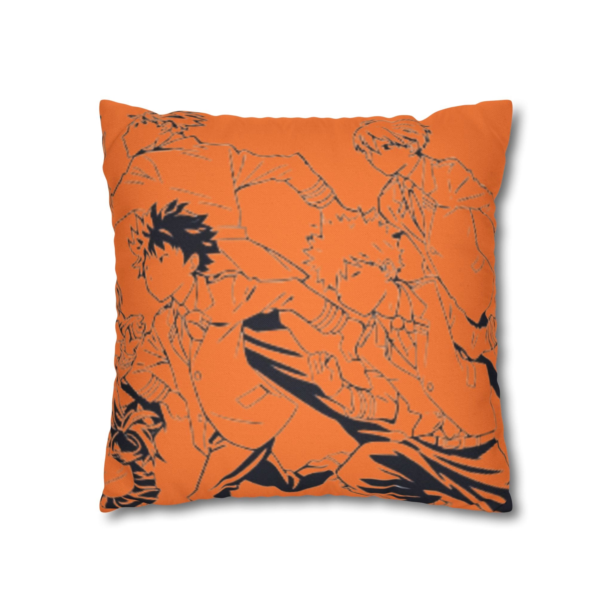 Plus Ultra Pillowcase | Comic Pop Art Typography, Orange Square Pillow